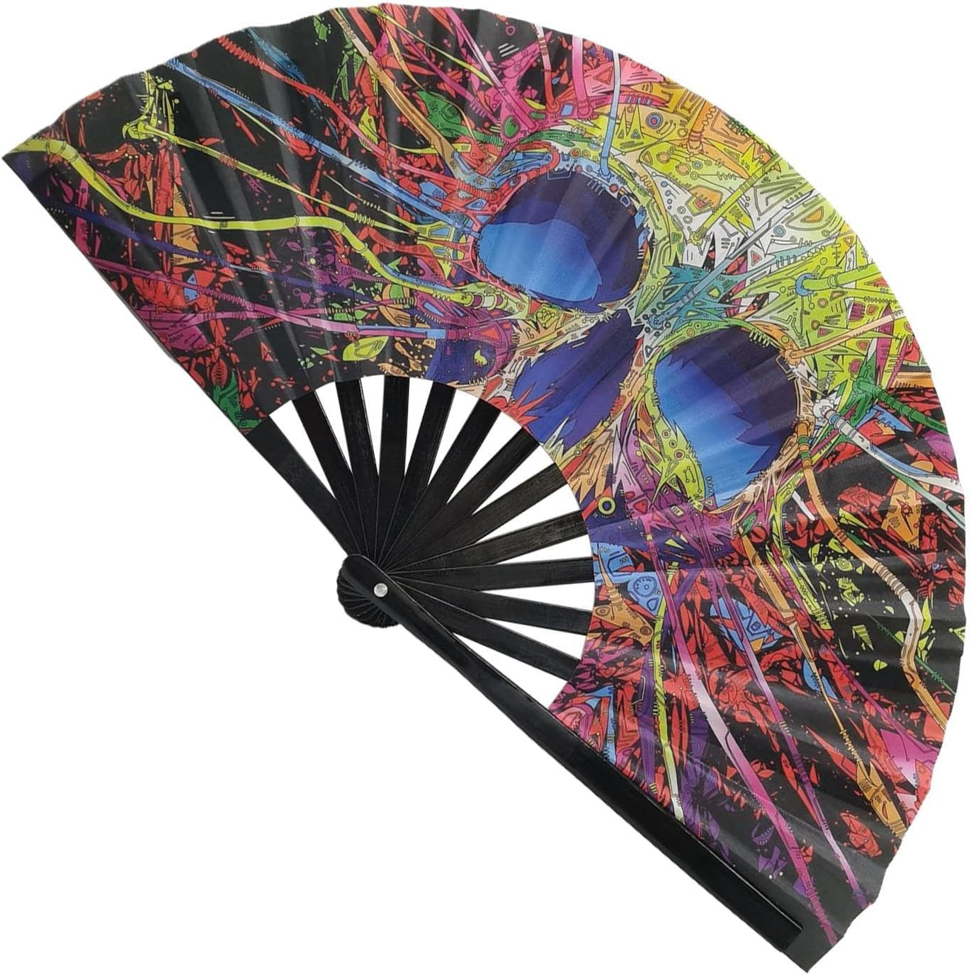 Large Folding Hand Fan | Large 13 Inch Folding Hand Popping Fans,Decorative Foldable Craft, Kung Fu Craft, Home Decoration for Festival Wedding - B image number 3