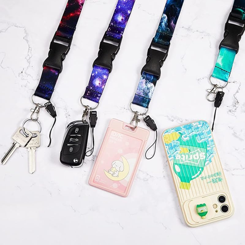 5 Sets Starry Sky Neck Lanyards, Betterjonny Colorful Detachable Galaxy Lanyard Buckle Hook Breakaway Strap Quick Release Lanyard Keychain Starry Sky Neck Lanyards for Women/Men image number 2