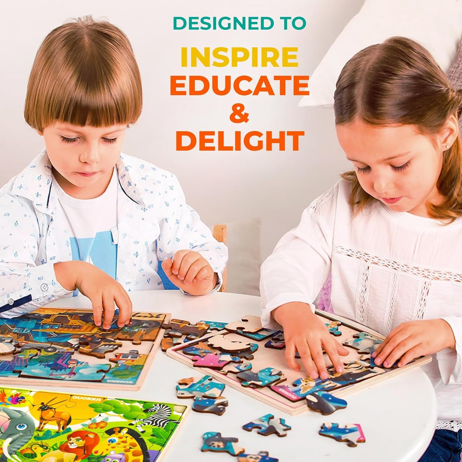 QUOKKA Wooden Africa Puzzles for Kids Ages 3-5 &ndash; 28 Pieces Toddlers Kids Puzzles Ages 4-8 Year Olds &ndash; Wood Africa Toys for Children 6-8 Yo - Farm image number 6