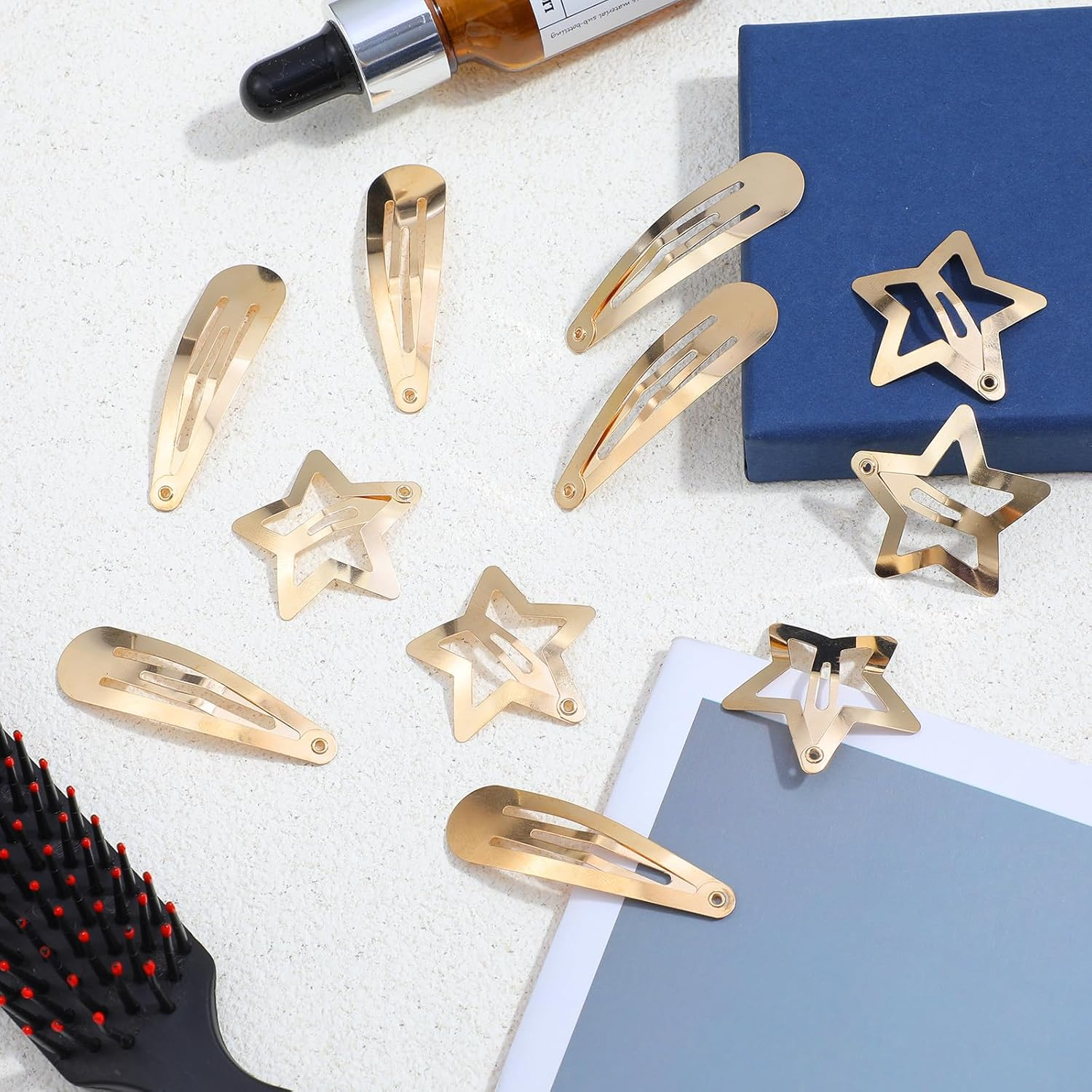 Pack of 30 Hair Clips Stars Gold Hair Clips Women Teardrop Hair Clip Pentagram Hair Clips Fashion Hair Accessories for Girls and Women (2 Styles) image number 1