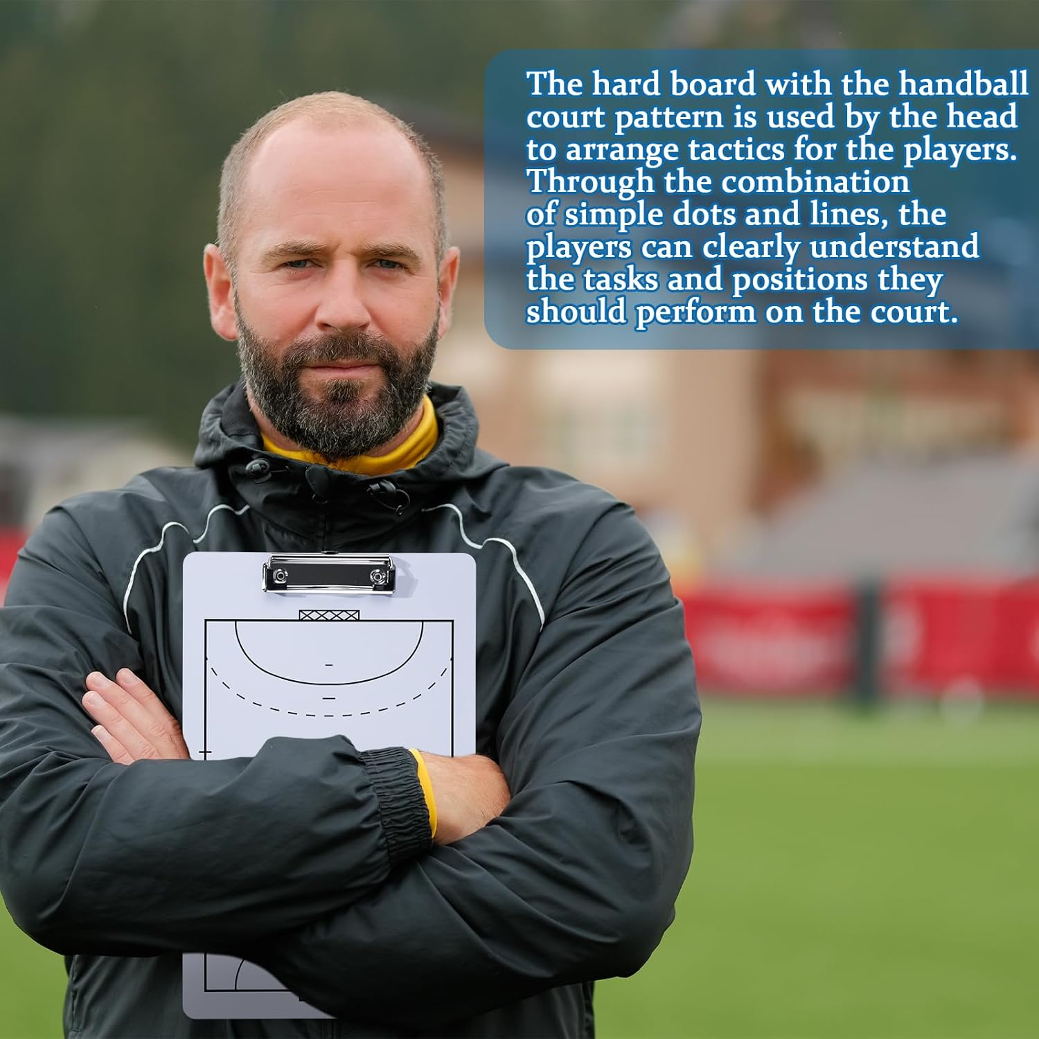 Joyeee Handball Coaches Clipboard, 13.7 X 8.7 Inch Double Sided Dry Erase Handball Whiteboard, Coaching Board Equipment Included Black Markers, Pen and Eraser image number 4