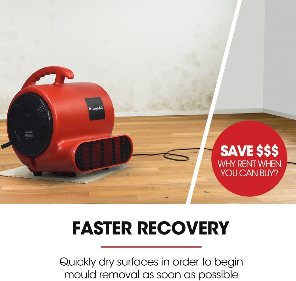 Baumr-Ag Carpet Floor Dryer Air Mover Blower Fan, 3-Speed, 800CFM, Commercial/Home image number 2