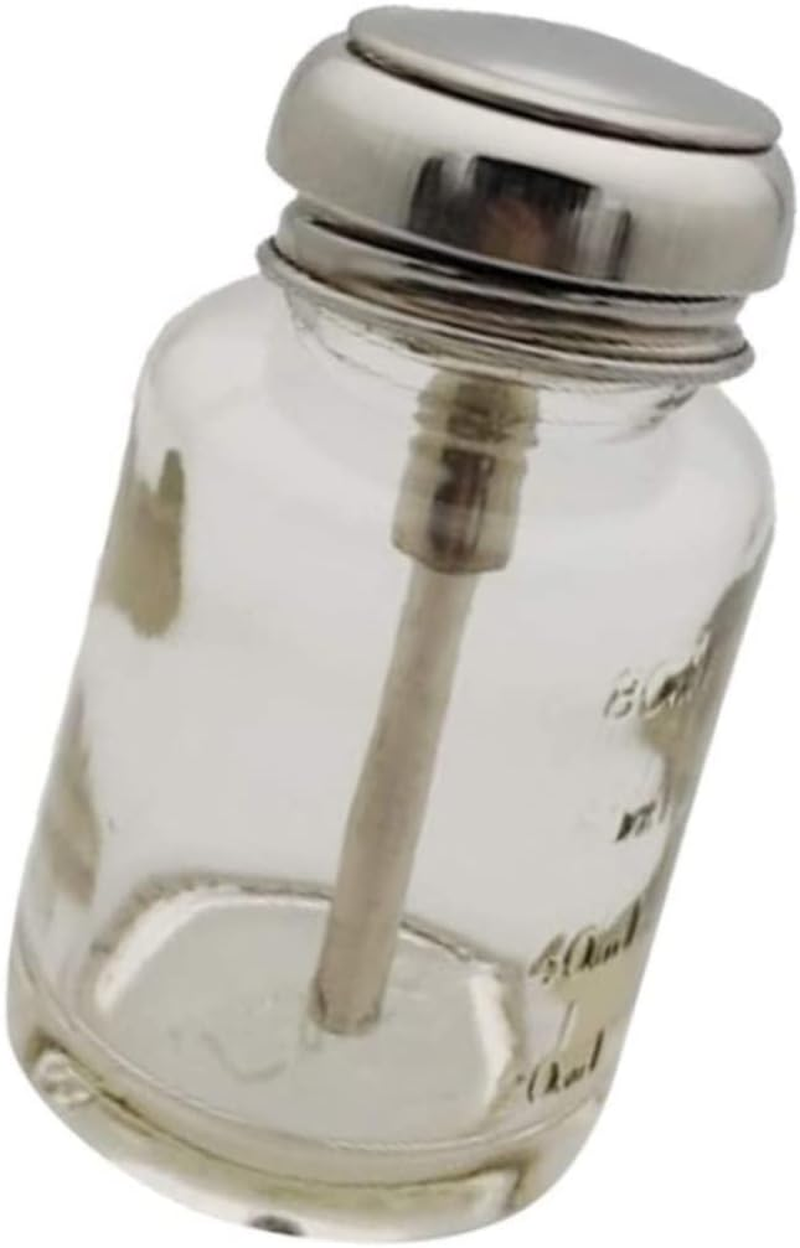 Push Glass Bottle Push down Pump Alcohol Dispenser for Nail Polish Makeup Remover 80ML image number 5