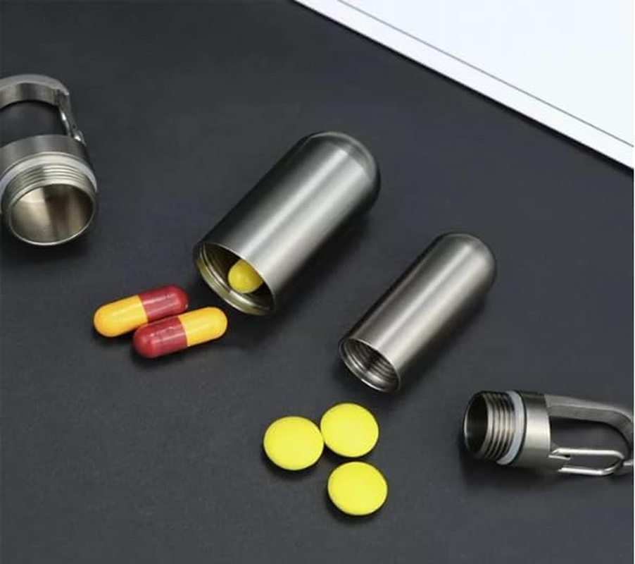 Pill Holder with Carabiner Style Clip, Aluminum Pill Fob Keychain, Portable Pill Box (Mini) image number 2