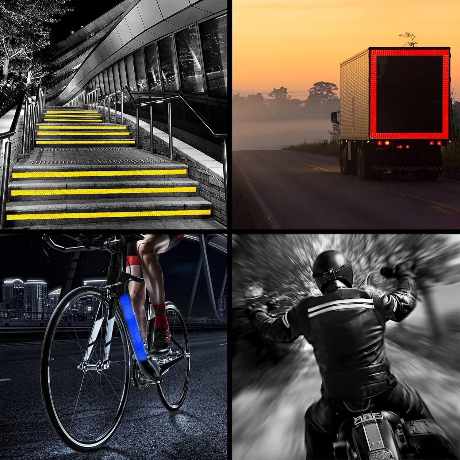 3 Rolls Reflective Tape Security Marking Tape Safety Tape Self-Adhesive Sticker High Visibility No Residue Reflector Tape Waterproof for Trucks Bikes Baby Strollers Helmets image number 2