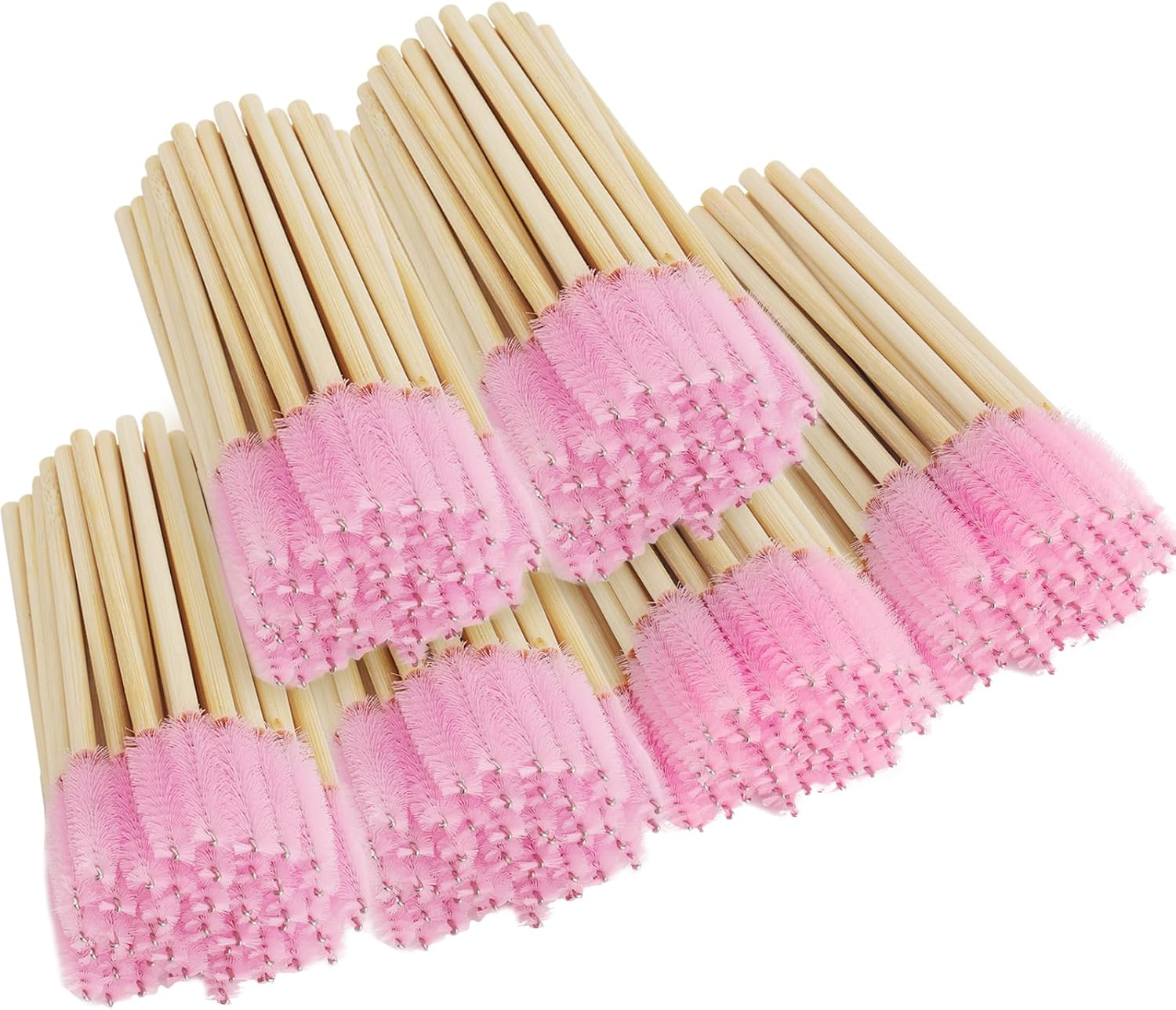 300PCS Disposable Mascara Wands Spoolie Brush Bamboo Eyebrow Brushes Eyelash Extension Applicator Makeup Kits.Myaokue-Up(Pink) image number 4