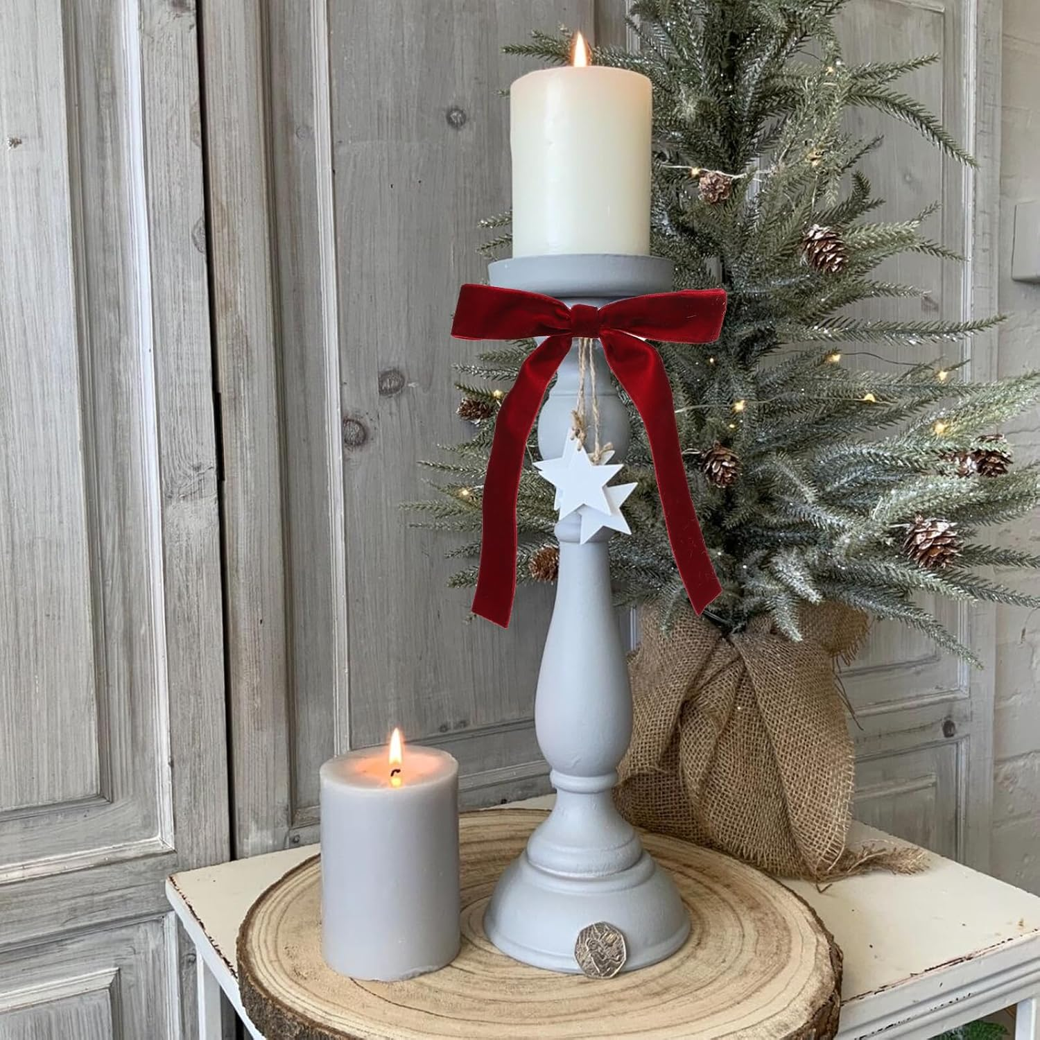 12 Pcs Wine Red Velvet Bows with Twist Ties for Christmas Tree Decorations Christmas Decorative Bows Christmas Bow Christmas Bows Decorative Xmas Decor Wreath Ornament - Red image number 7