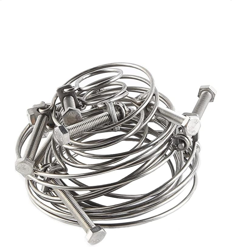 5 Pieces Double Wire Hose Clamps Adjustable 201 Stainless Steel Hose Clamps Double Wire Pond Hose Clamps for Pipes (40-45Mm) image number 6