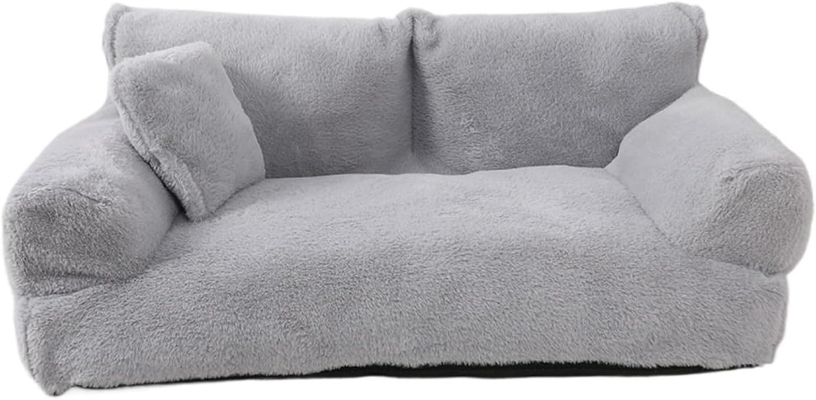 Revuera Pet Sofa, Washable Fluffy Pet Sofa Plush Pet Sofa anti Slip Dog Bed for Couch Pet Calming Sofa Couch Bed (Color : Gray, Size : X-Large)