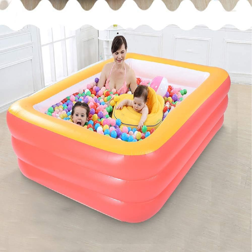 Inflatable Pools, Kiddie Pools, Inflatable Family Swim Play Center Pool with Soft Floor, 82 Inches Durable Swimming Pool, Summer Water Fun for Garden or Backyard or Indoor (82 Orange) - Orange image number 4