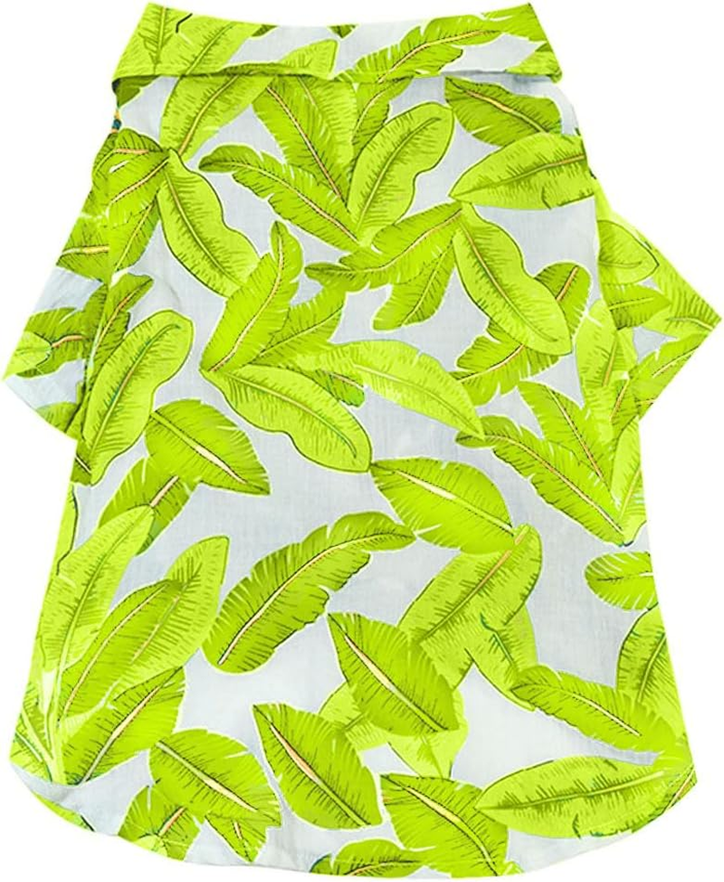 Dog Shirt Hawaiian Style Summer Pet Clothes Cool Breathable Costume Beach T Shirt for Medium Large Dogs 6XL (Yellow Leaves) image number 2