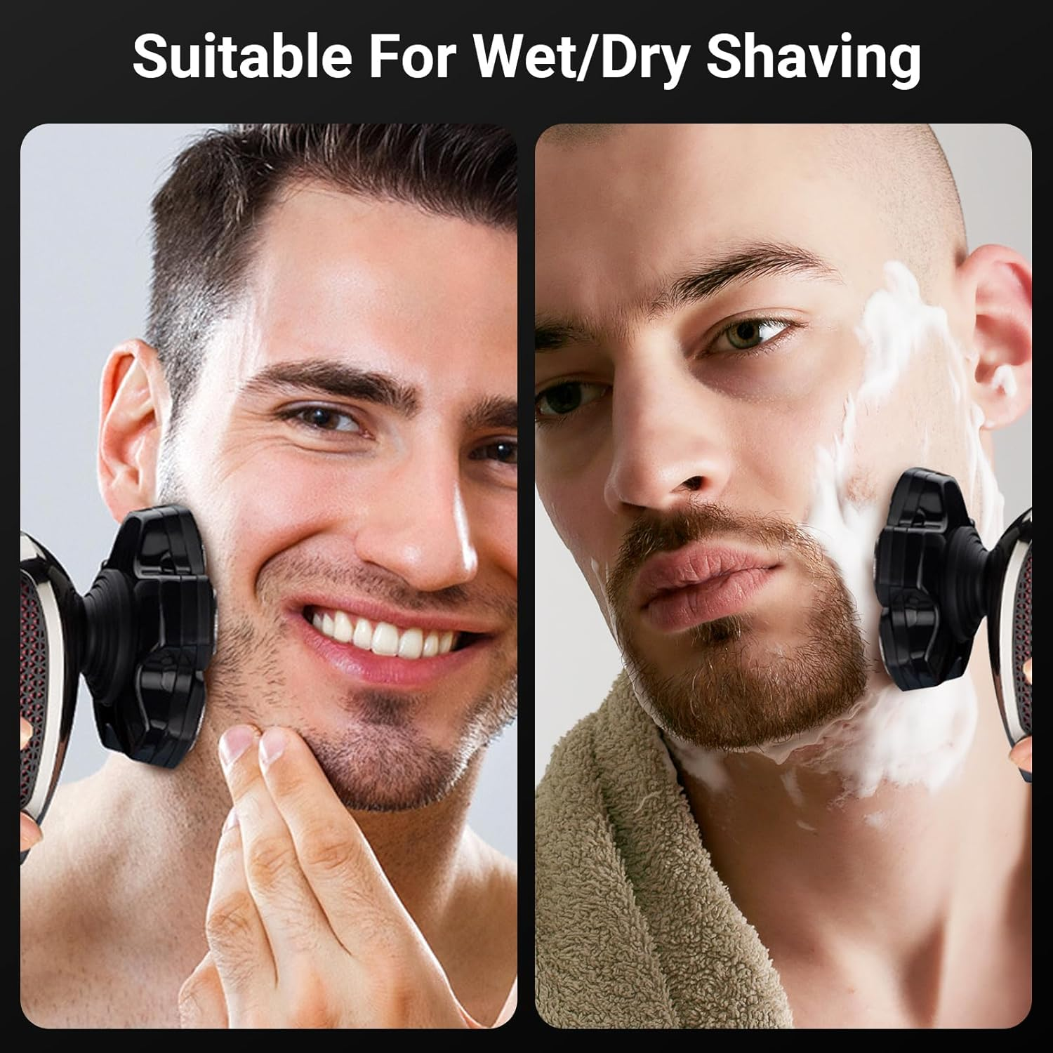 USOR Head Shavers for Bald Men, 5 in 1 Head Shaver 6D Rotary Razor Wet/Dry Led Display Rechargeable 100% Waterproof Shaver Grooming Kit with Clippers, Nose Trimmer, Brush, Massager for Travel