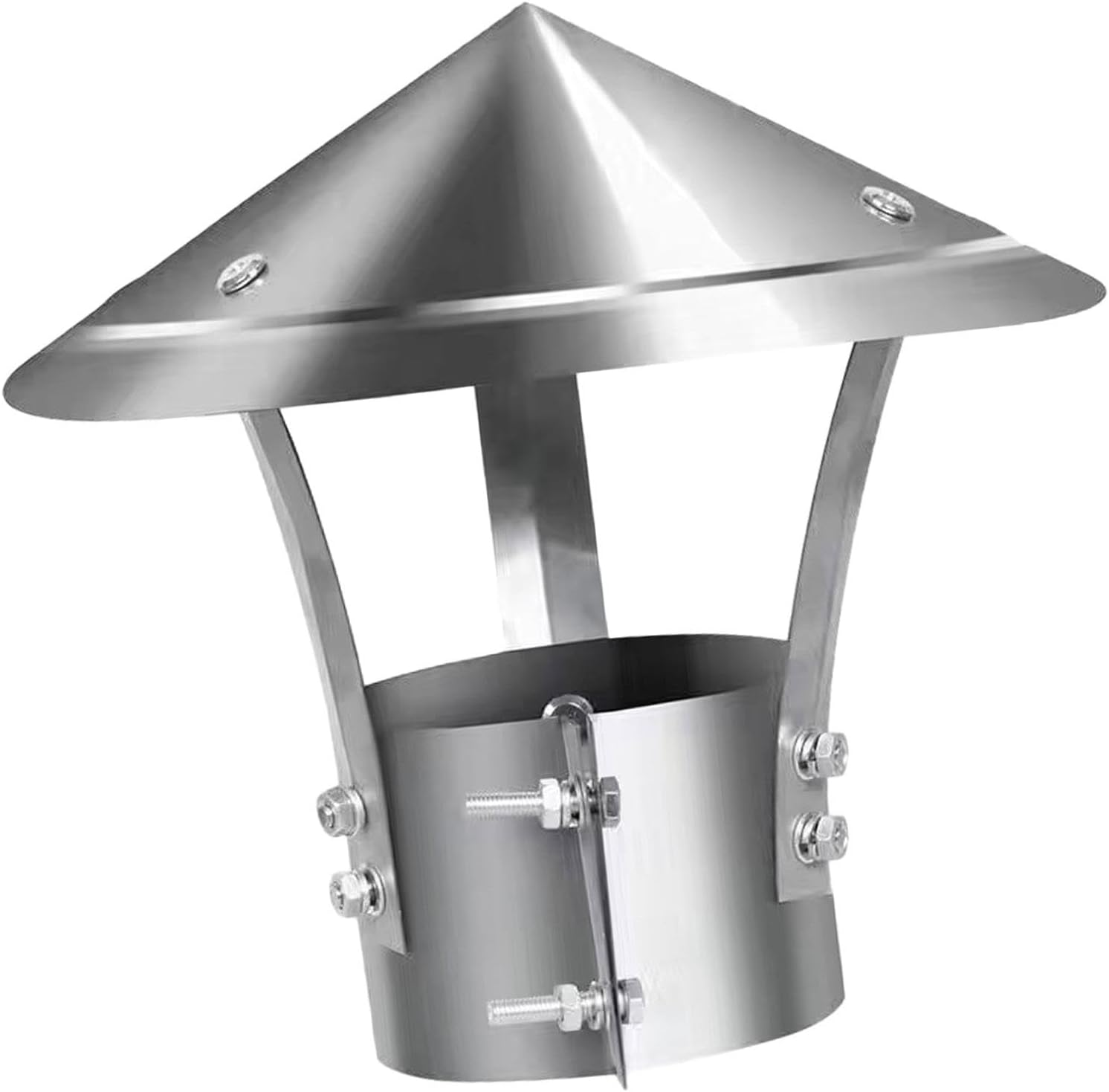 Generic Cone Top Chimney Cap Stainless Steel Chimney Exhaust Pipe Cap Practical Adjustable outside Exhaust Pipe Rain Cap for Home, Style A, as Described