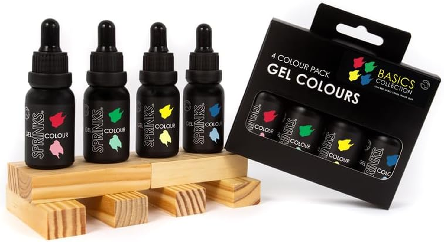 Sprinks Basics Collection Gel Food Colour | 4 Pack | Super Strength Gel Food Colouring for Baking and Cake Decorating | Fondant Gel Colour | Food Colouring Gel | Icing Colouring | Gel Colour for Desserts image number 1