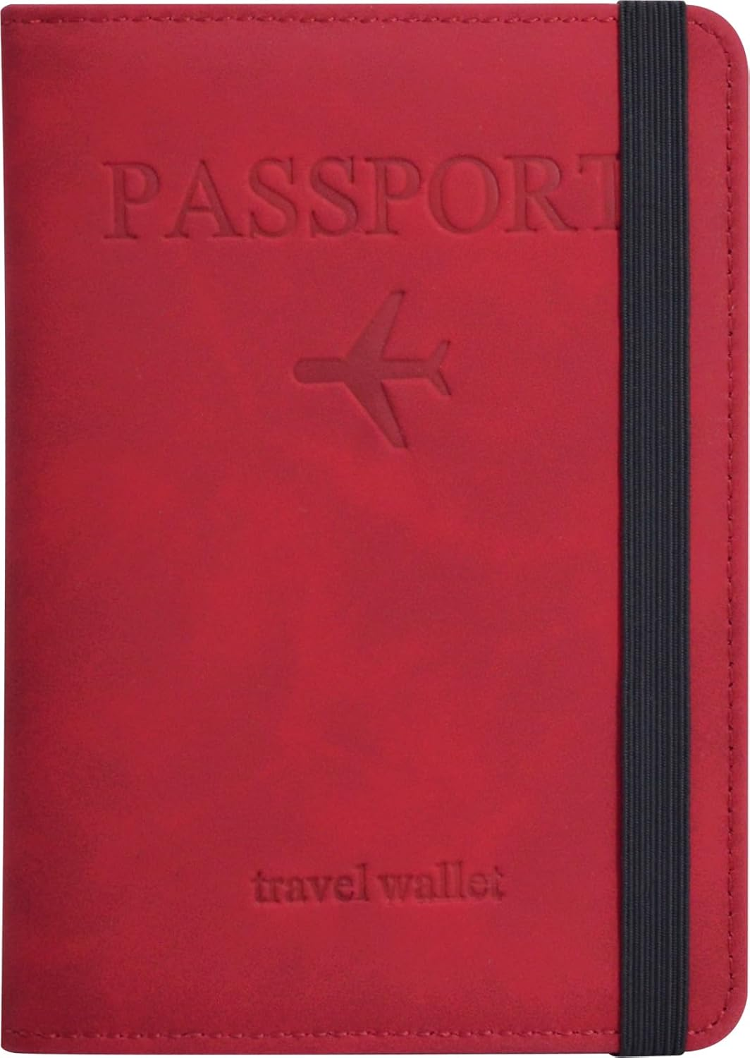 Passport Holder, Passport Cover with Credit Card Slot and Boarding Pass Slot Combo, Passport Wallet Case Book Travel Must Have, RFID Blocking Leather Travel Accessories, Red, Classic image number 1