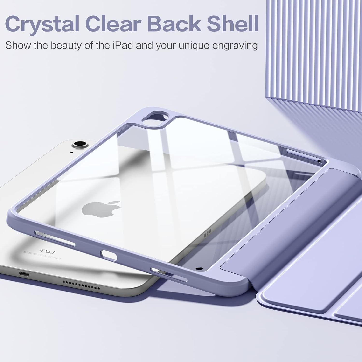 Getino Compatible with Ipad 10Th Generation Case with Pencil Holder, Ipad 10.9 Case with Clear Transparent Back Shell, Auto Wake/Sleep, Shockproof Slim Cover for Ipad 10 Gen 10.9 Inch 2022, Bluegray image number 3