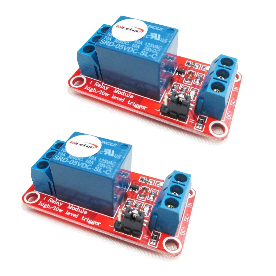 Hiletgo 2Pcs 5V One Channel Relay Module Relay Switch with OPTO Isolation High Low Level Trigger image number 1