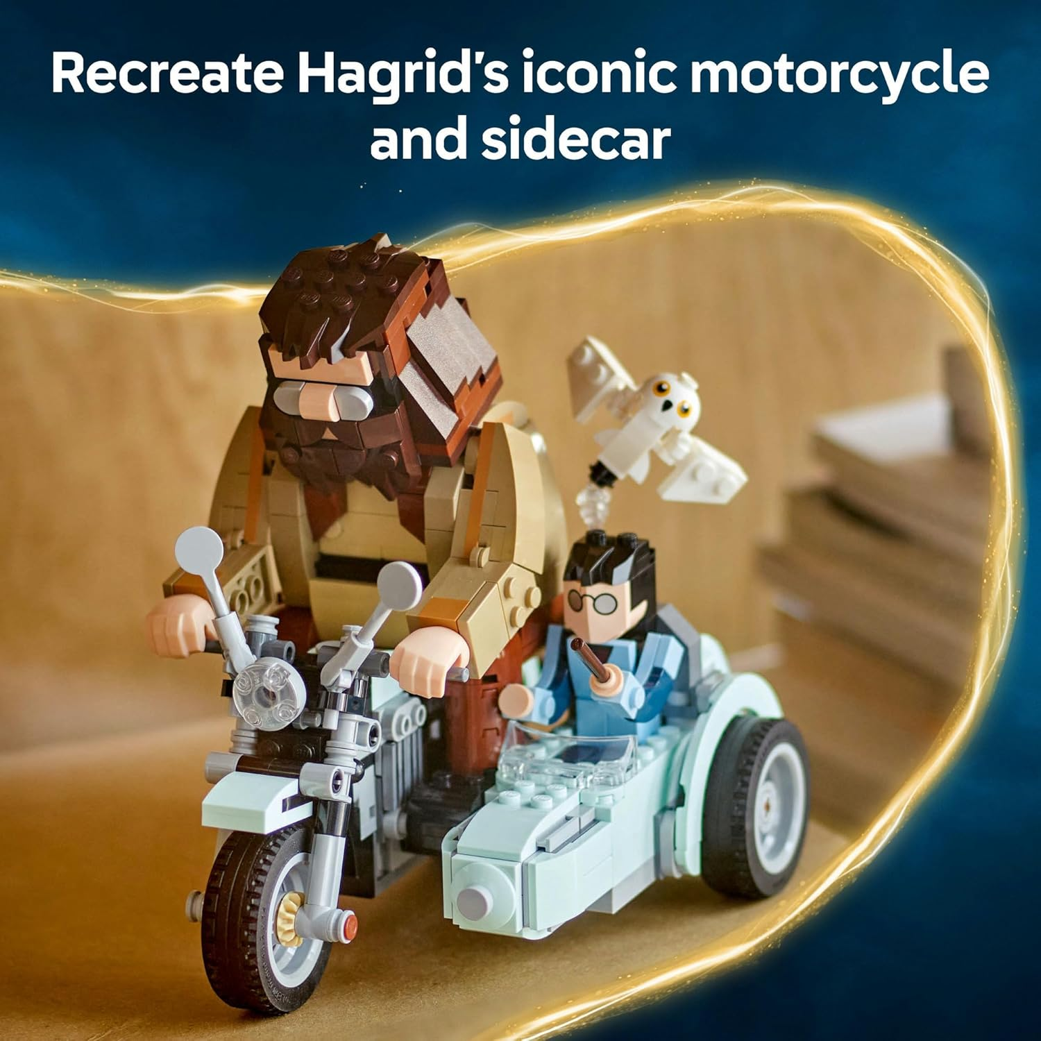 LEGO&reg; Harry Potter&trade; Hagrid&trade; & Harry&rsquo;S Motorcycle Ride Toy for 9+ Year Old Boys, Girls & Adults, Deathly Hallows Building Set with Motorbike & Hedwig Owl Figure, Wizarding World Collectible 76443 image number 4