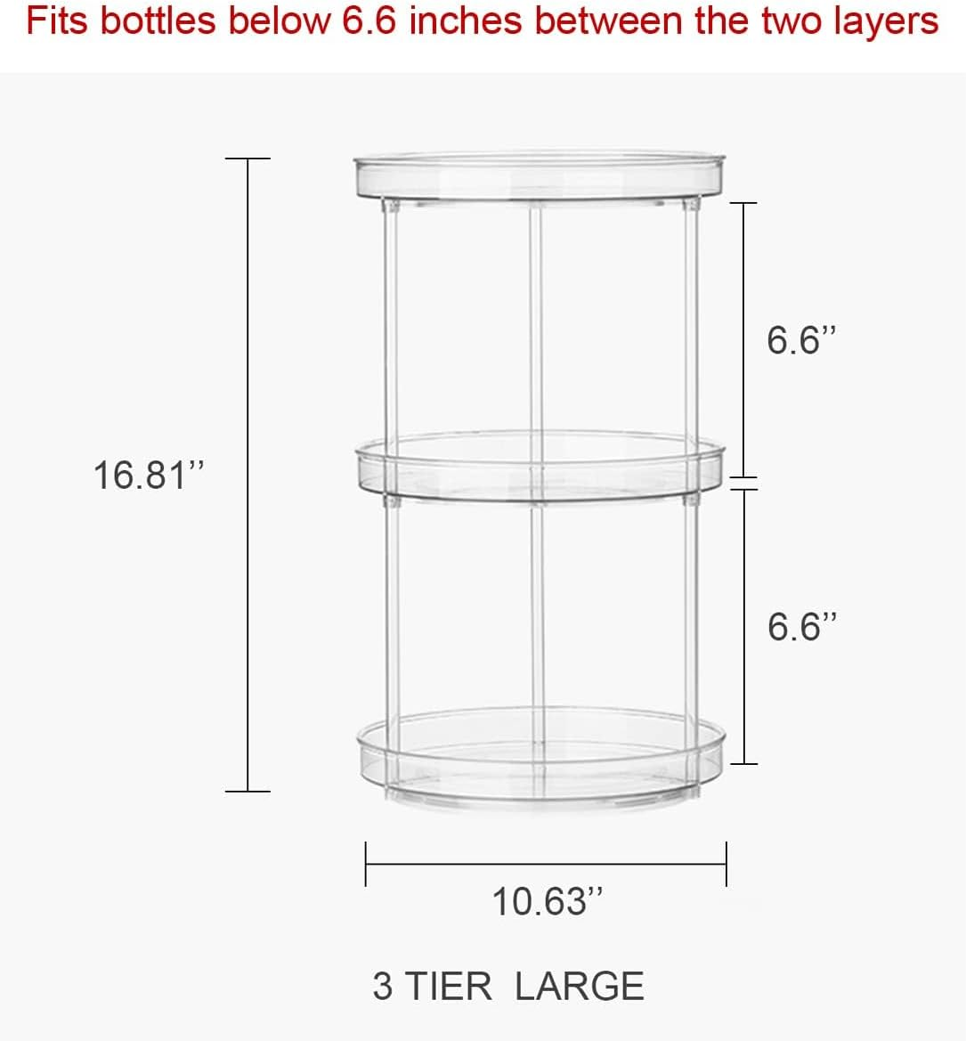 ROWNYEON 360 Rotating Makeup Organiser 3 Tier Skincare Organizer Large Capacity Spinning Organizer Carousel Cosmetic Storage Shelf Makeup Stand for Perfume,Bathroom,Bedroom,Toiletry Organiser image number 1