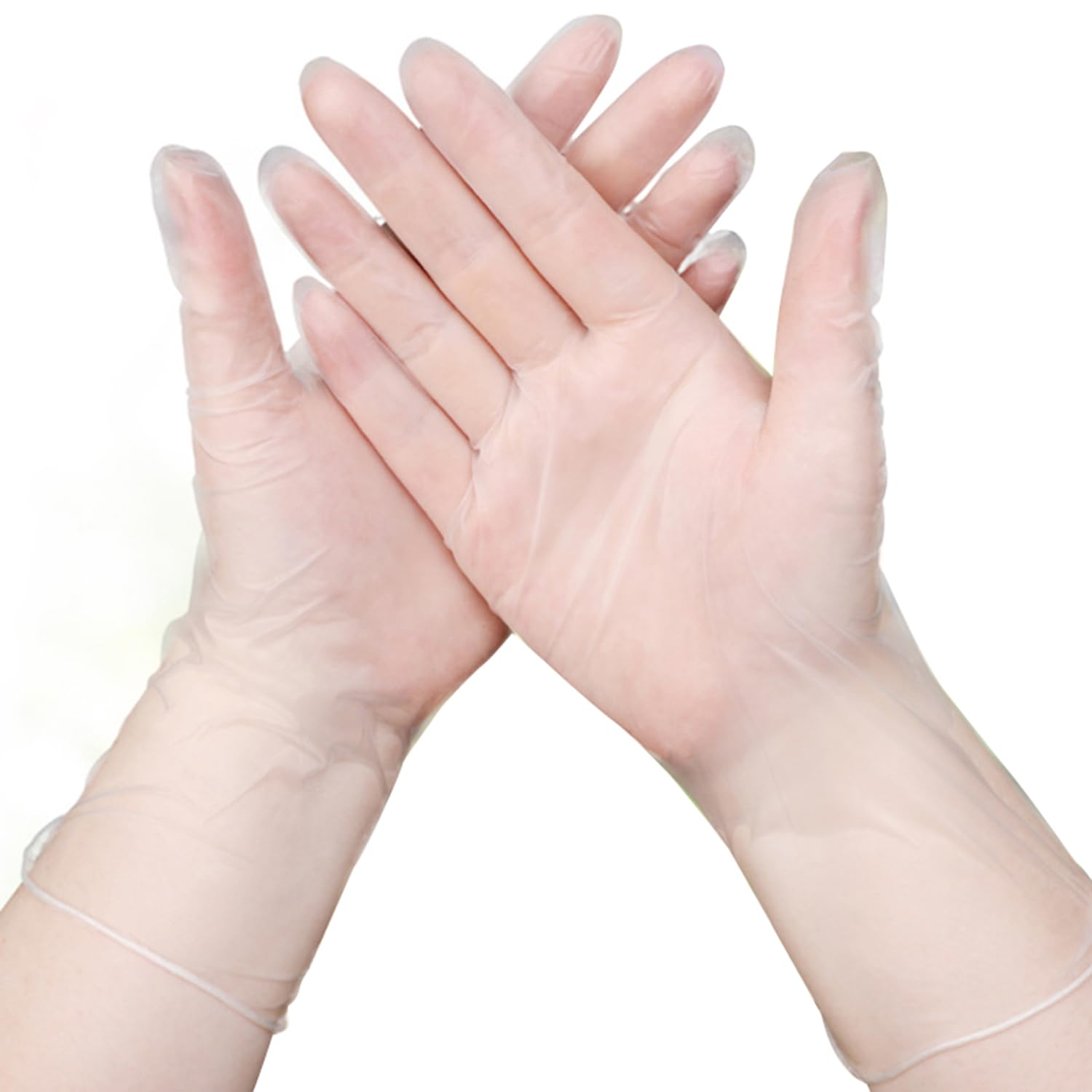 Mumoo Bear 100 Count -Large Disposable Gloves, 100% Latex Free Work Gloves for Women Men, Multipurpose Powder Free Gloves for Food Prep Cooking Medical Mechanic Tattoo Hair Dye-Transparent