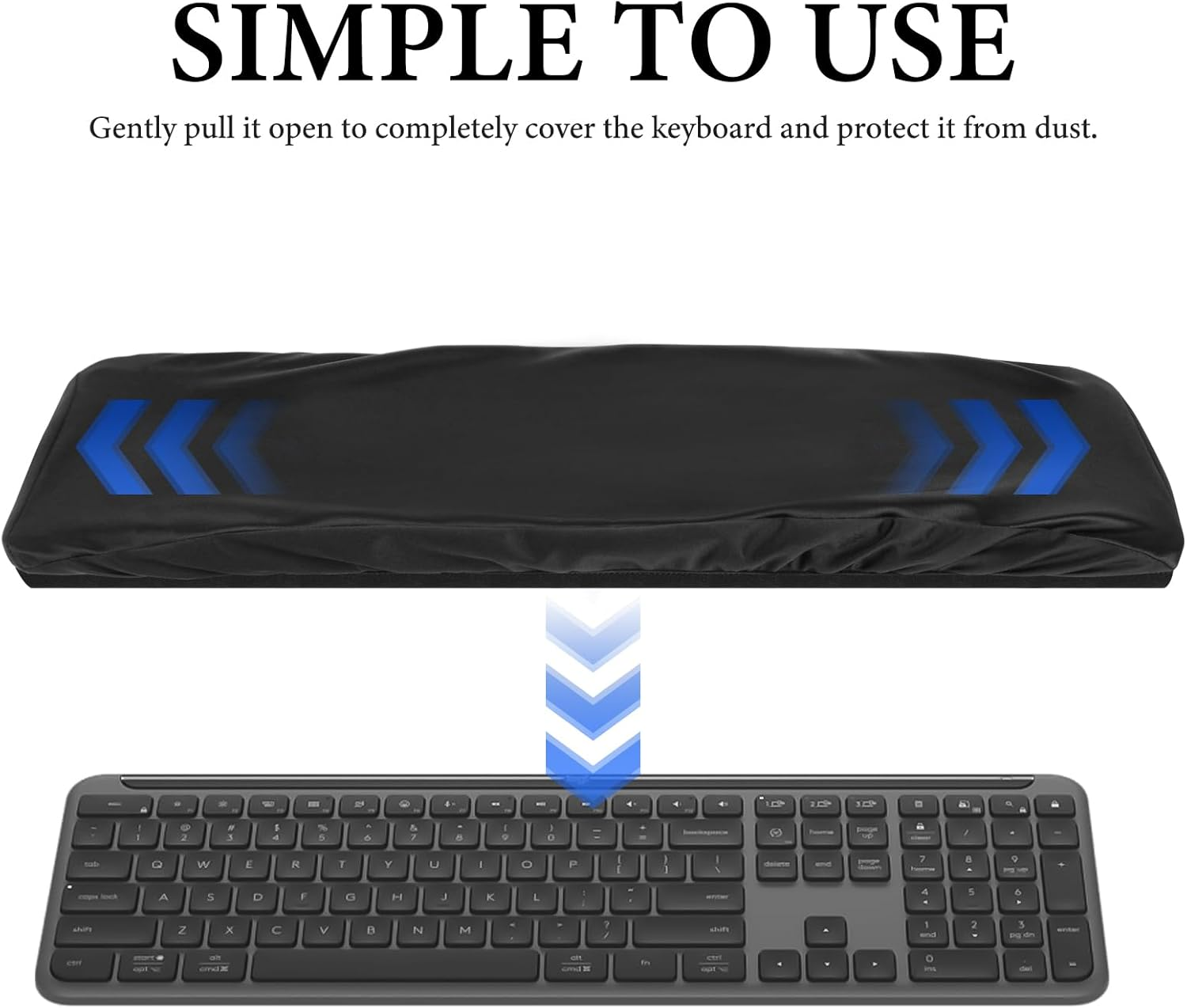 Geekria Full Size Keyboard Dust Cover, Ice Silk Elastic Cover for 104 Keys Computer Keyboard, Compatible with Logitech MK955/MK950/MX Keys S/MX Keys Advanced, Redragon K556, Keychron K10 image number 4