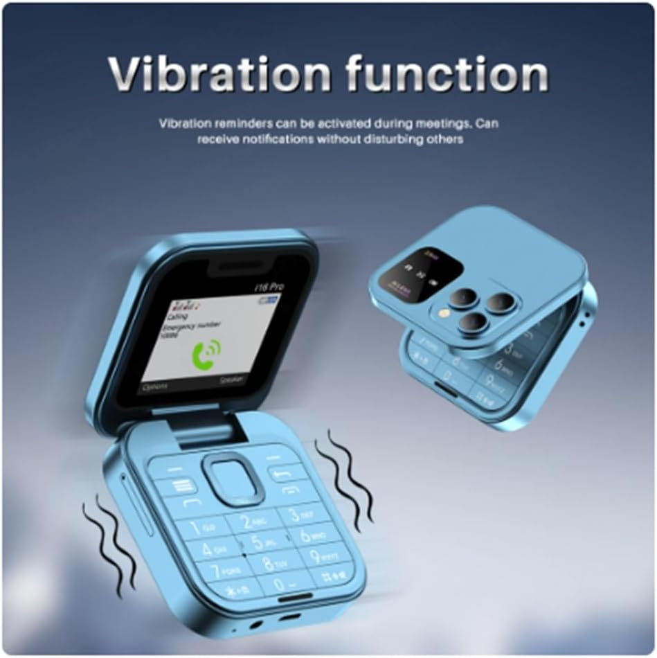 Mini Flip Mobile Phone FM Radio Voice Blacklist Speed Dial Vibration 2SIM Card Small Display Foldable Phone Easy Install (Black) image number 6