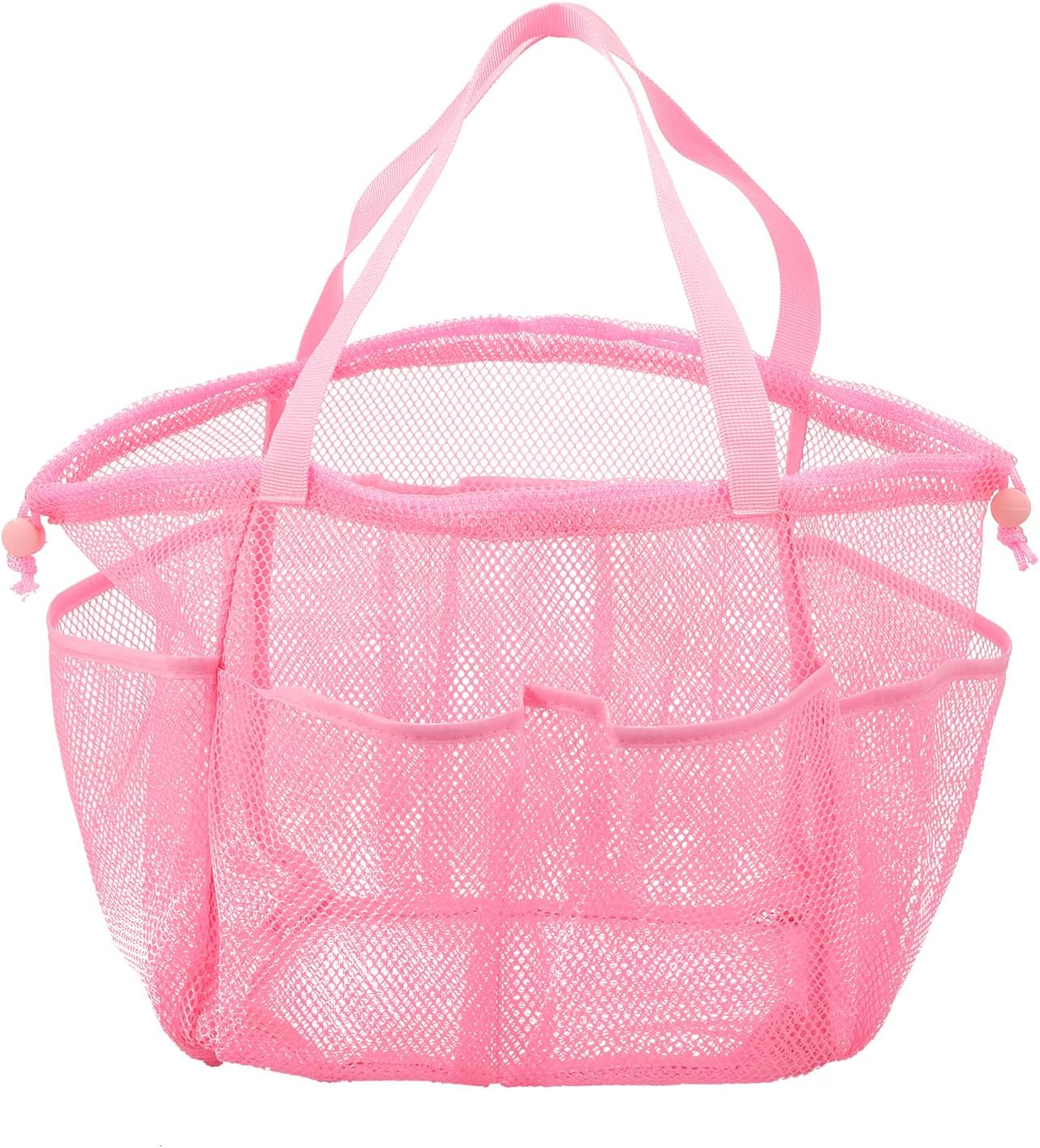 DJAPWPX Mesh Shower Caddy Double Handle Beach Toiletry Bag Drawstring Design Large Capacity for Travel Camping for People (Pink)