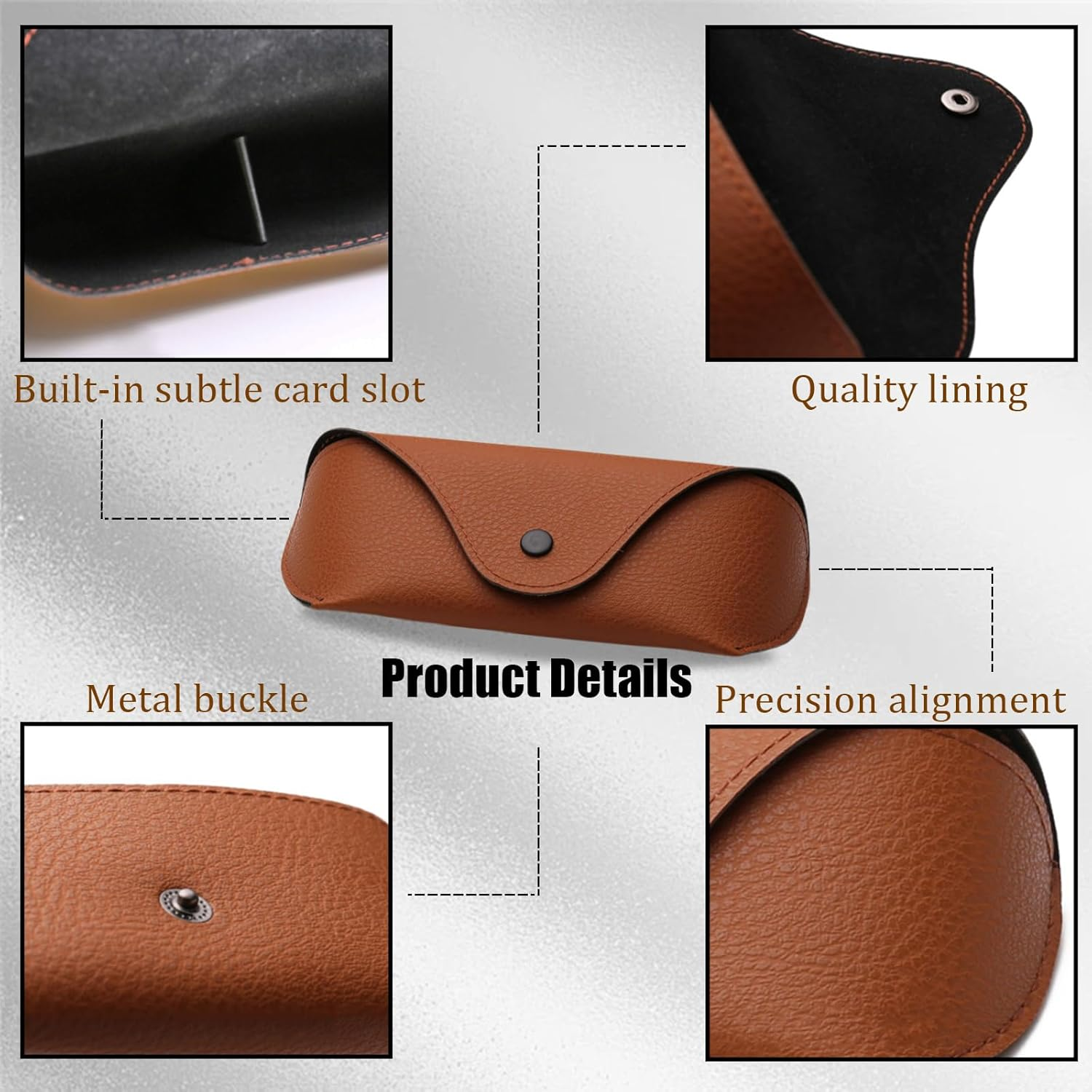 ZGWANSUI PU Leather Sunglass Eyeglass Case, Soft Eye Glasses Case for Men Women Adults, Portable Slim Reading Glasses Carrying Case image number 3