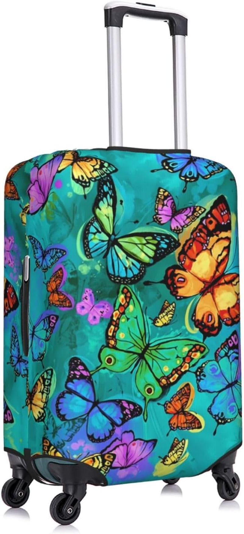 FINOWIN Travel Luggage Cover Suitcase Protector, Colorful Rainbow Paint Splatter Washable Elastic Suitcase Cover for Wheeled Suitcase, Rainbow Butterfly, XL (For 29-32 Inch Luggage) image number 2
