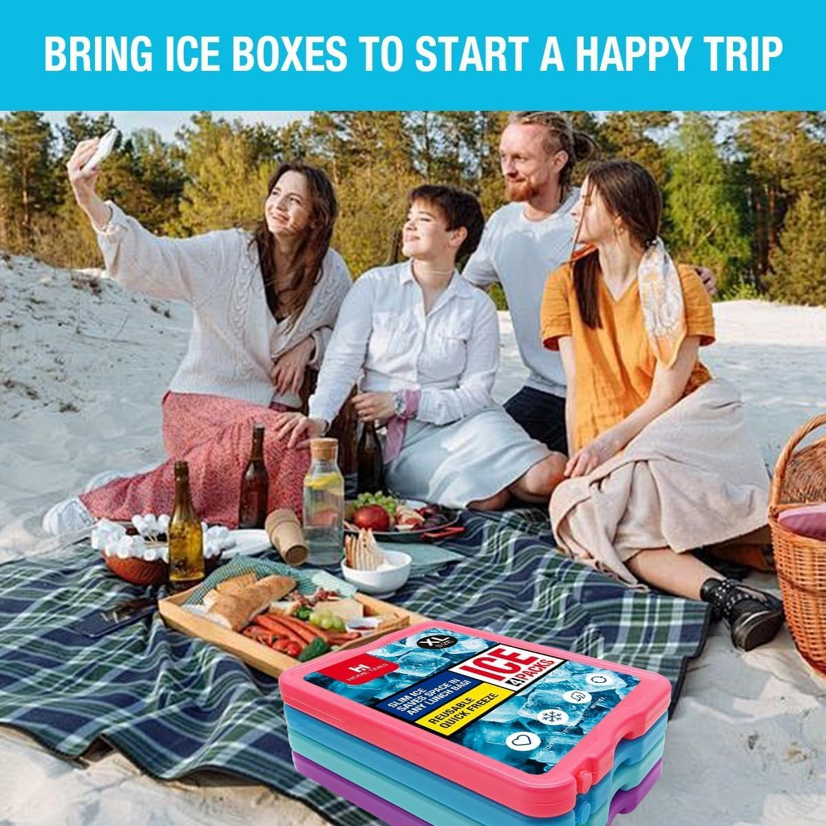 Home Times 8 Pack XL Slim Ice Packs, Quick Freeze Space Saving Long-Lasting Reusable Ice Packs for Lunch Boxes or Coolers(Empty Box without Water) image number 6