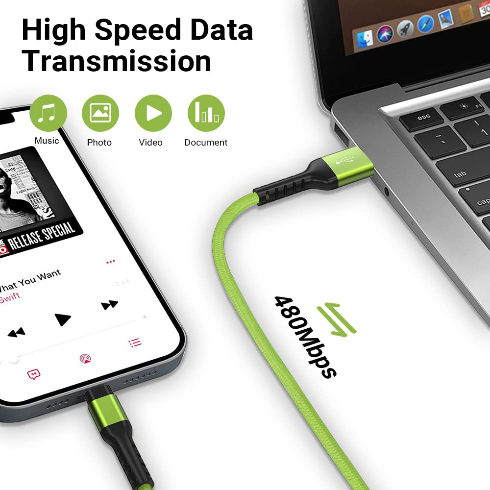 Boreguse 15W USB to Lightning Cable USB Iphone Cable, [3Pack 1M/1M/2M] Iphone Charge Cable, Nylon Braided Lightning Cable, [Mfi Certified] Iphone Cable Compatible for Iphone/Ipad/Ipod