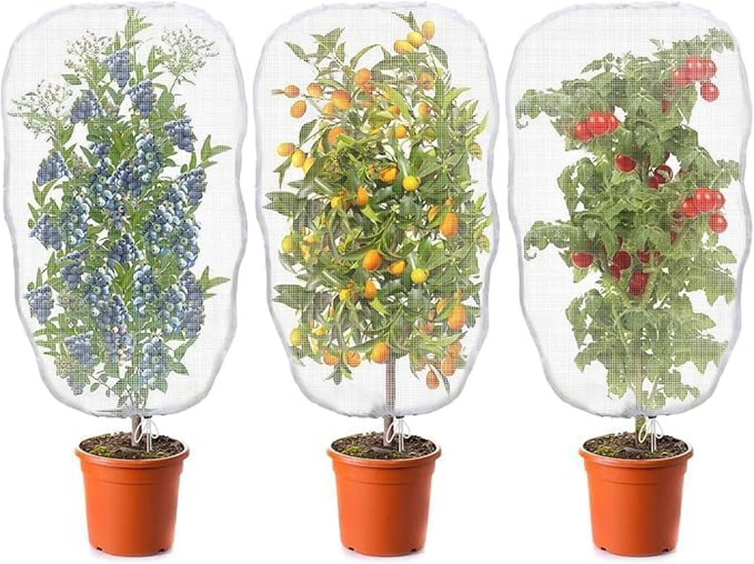 3 Packs Garden Plant Netting Blueberry Bushes Protection Netting Covers Bags, Tomato Fruit Trees Protective Cover Garden Plant Netting Covers Bags Plant from Insect Bird Eating 4.92X3.4 FT image number 5