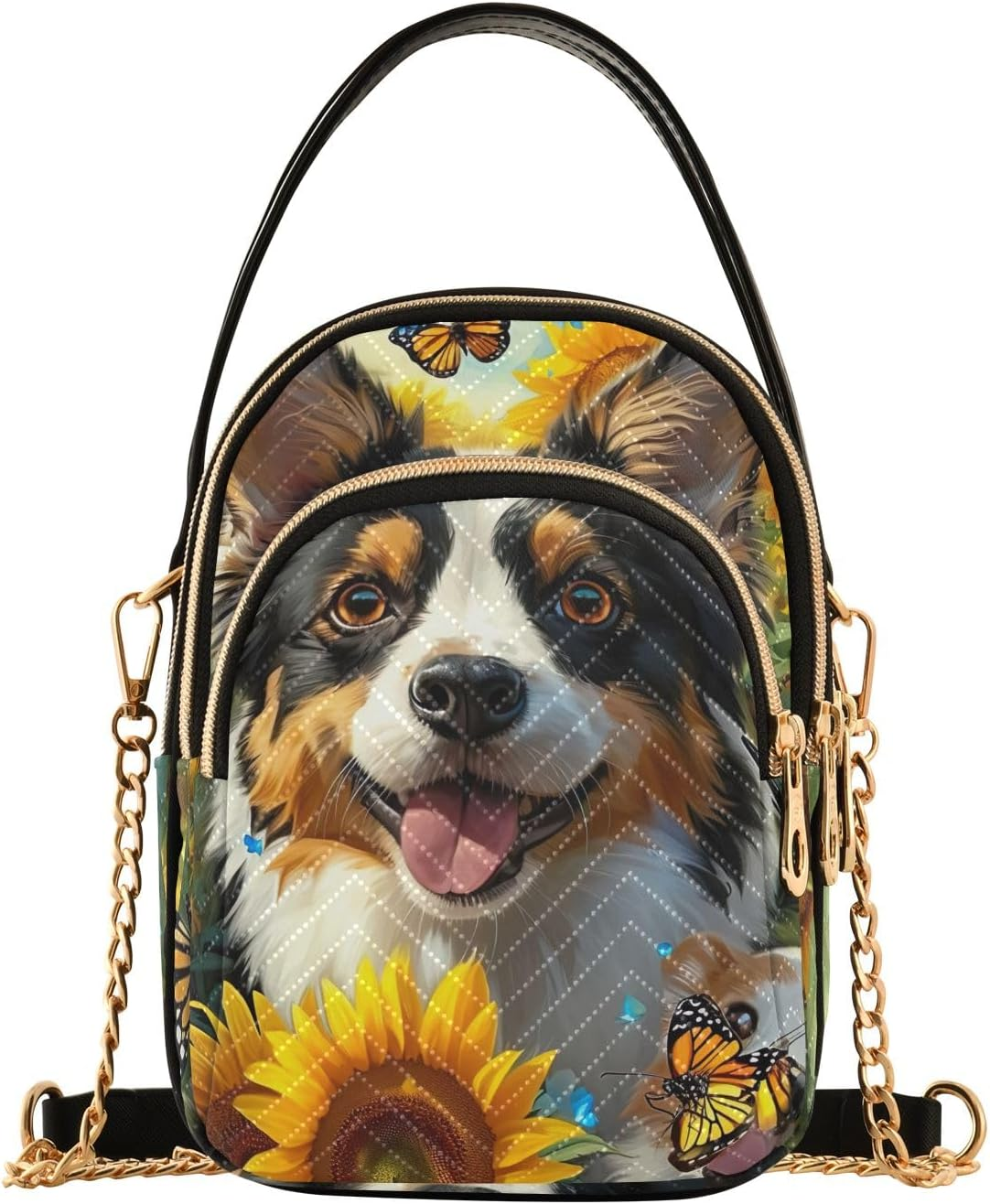 GAIREG Dog Pets Sunflower Quilted Bag Small Handbags for Women - Angry Bull image number 7