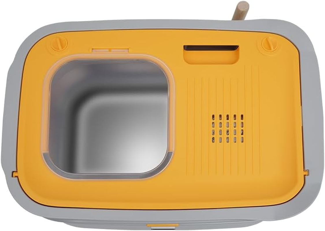 CATPAK 3-Piece Stainless Steel Cat Litter Box with Removable Covered Lid &ndash; Cat Litter Tray for Shy/Anxious Cats, Easy-Clean, Odor-Resistant, Includes Pan & Tray, Large image number 5