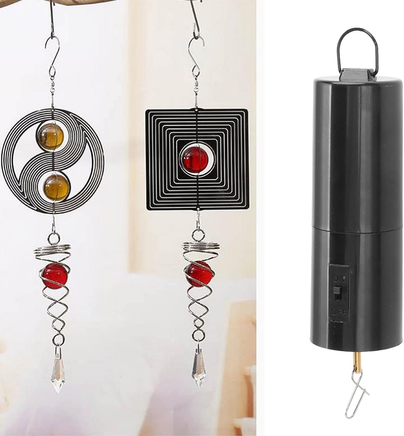 Wind Spinner Motor, 6.6Lb Load Electric Rotating Motor for Wind Chime, Black Battery Operated Hanging Display Motor Disco Ball Motor for Sun Catcher, Baby Crib Ornament Outdoor