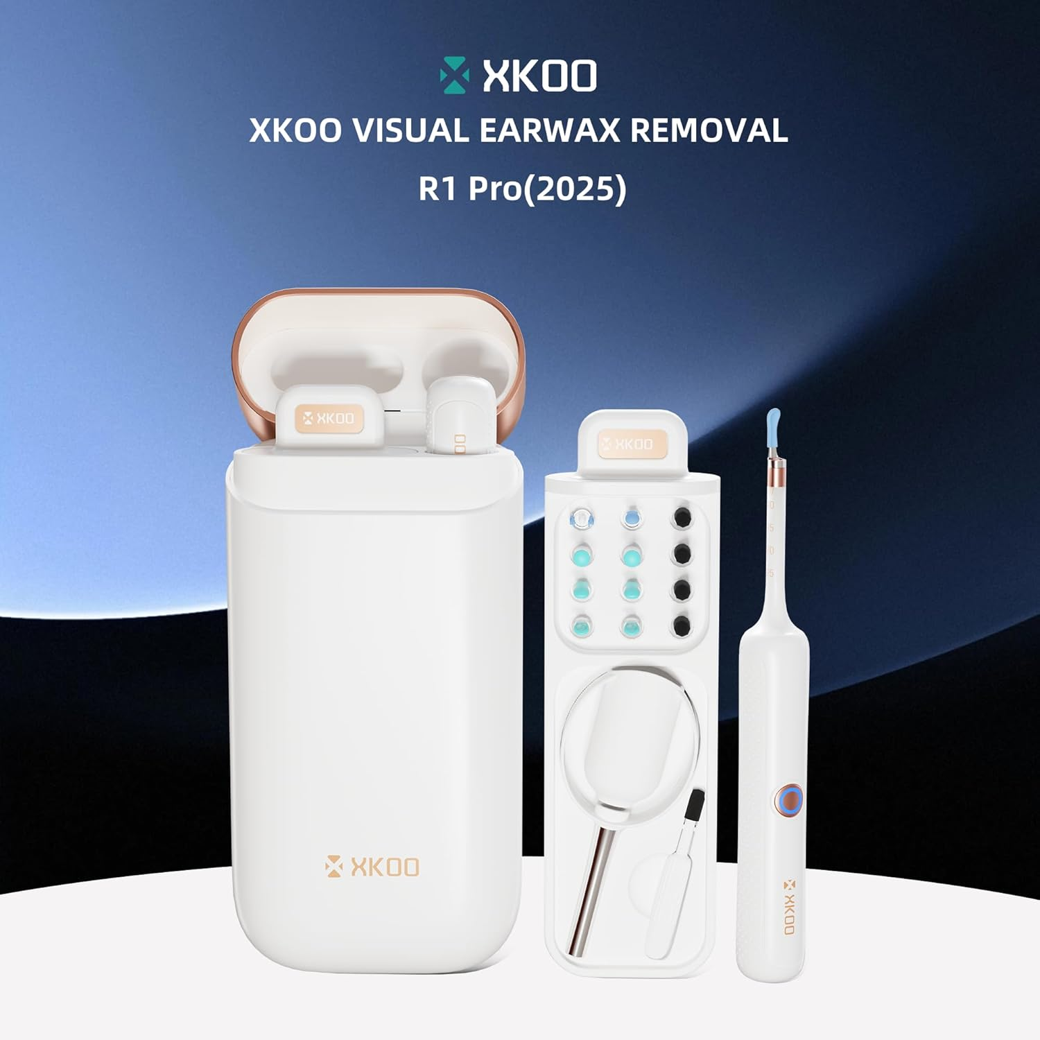 R1 Pro Visual Earwax Removal Ear Cleaner Kit Earscope Ear Wax Remover Tools Smart Ear Pick Kit with Camera for Ios & Android (Blue) image number 4