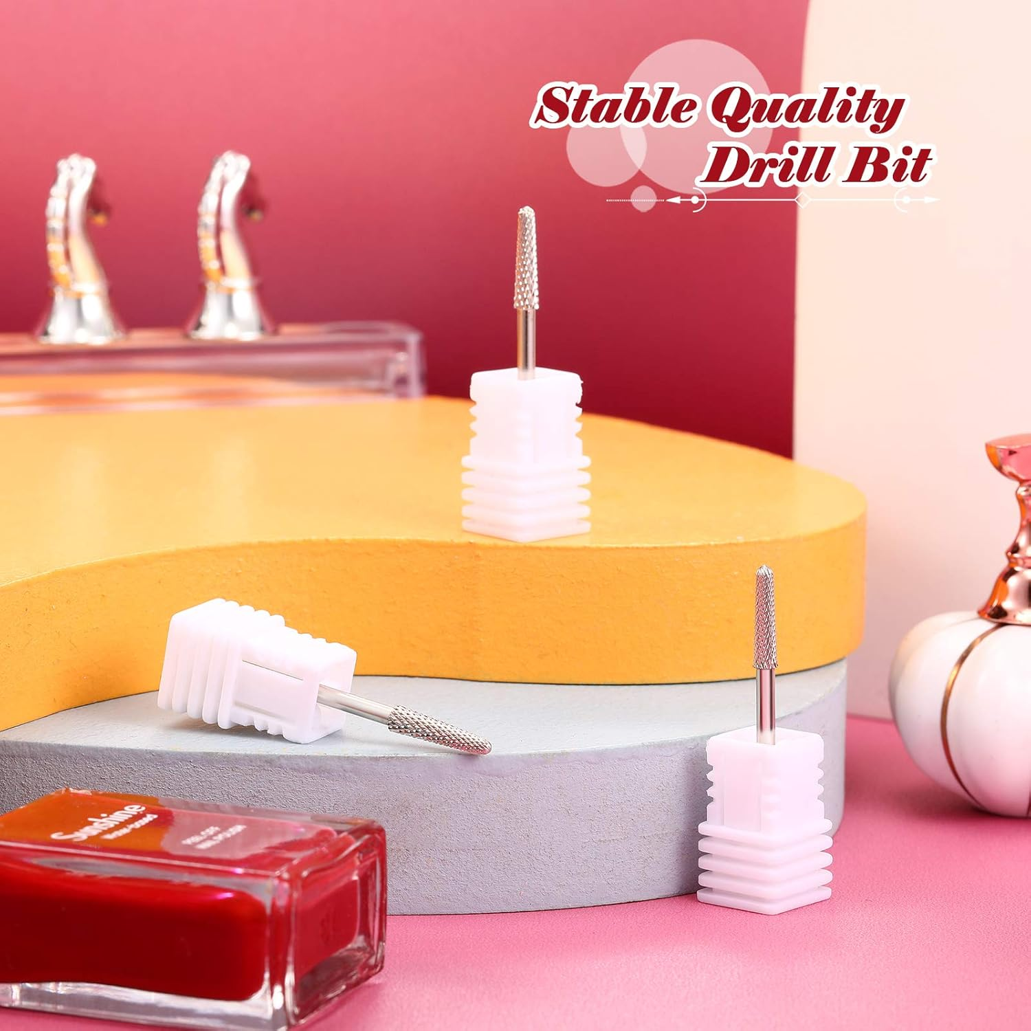 3 Pieces Nail Drill Bits Cone Shape Carbide Bit Carbide Nail Drill Bits for Manicure Pedicure Tools Machine, 3/32 Inch Shank Size, Grit Size XF, F, M (Silver) image number 2