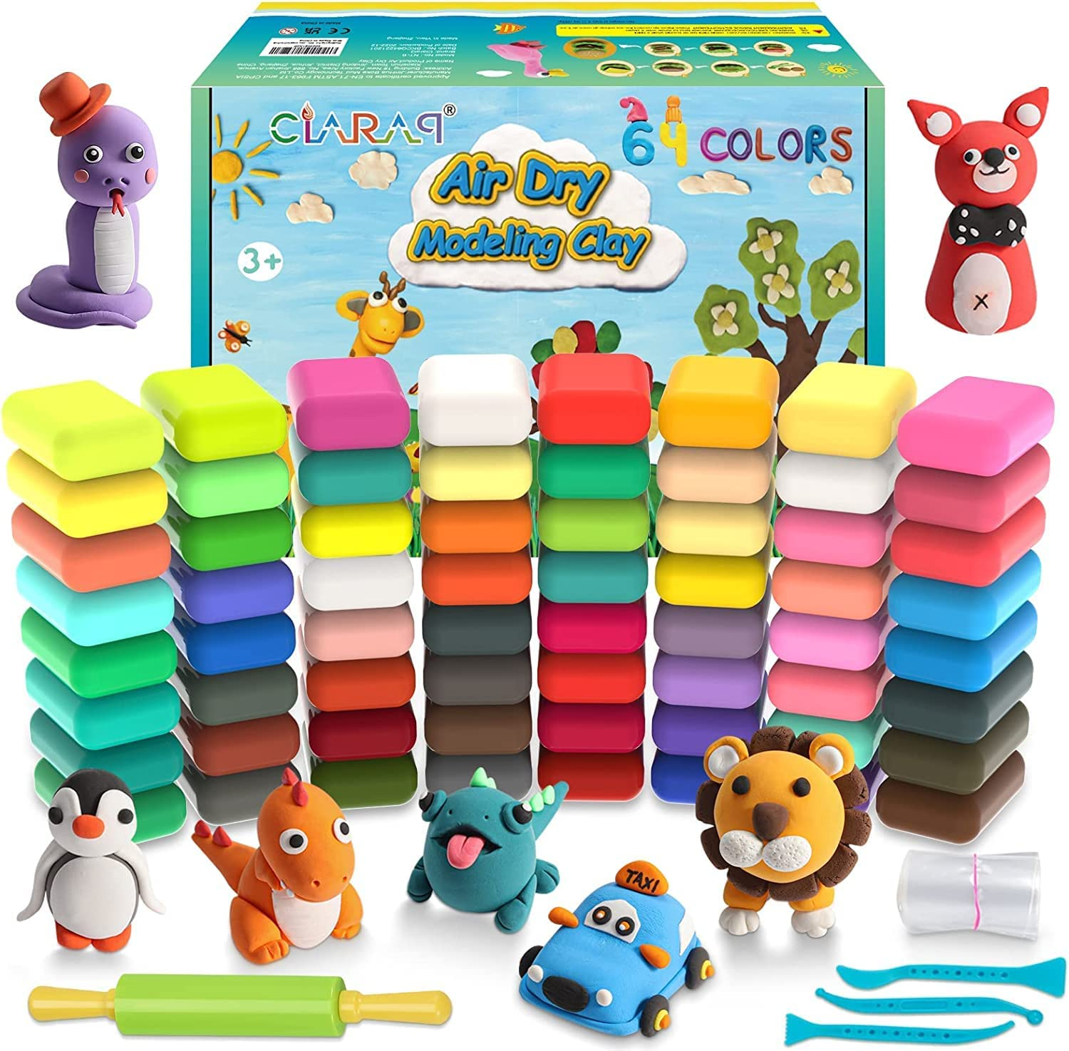 Ciaraq Modeling Clay Kit - 64 Colors Air Dry Ultra Light Clay, Safe & Non-Toxic, Great Kids 4-12 Years&hellip;