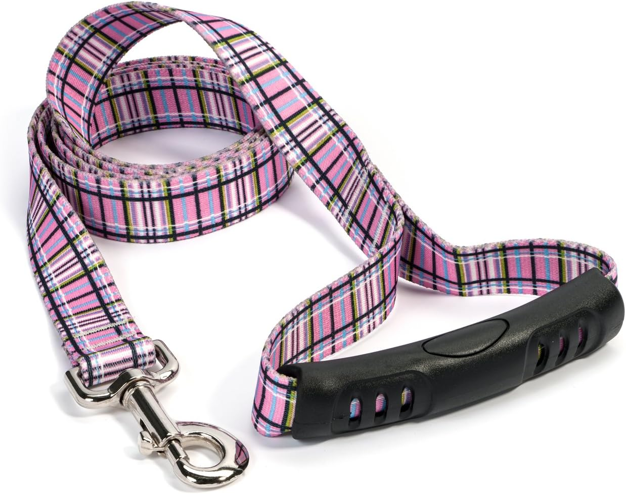 Yellow Dog Design Tartan Pink Ez-Grip Dog Leash-With Comfort Handle-Small/Medium-3/4 and 5 Feet (60") Long