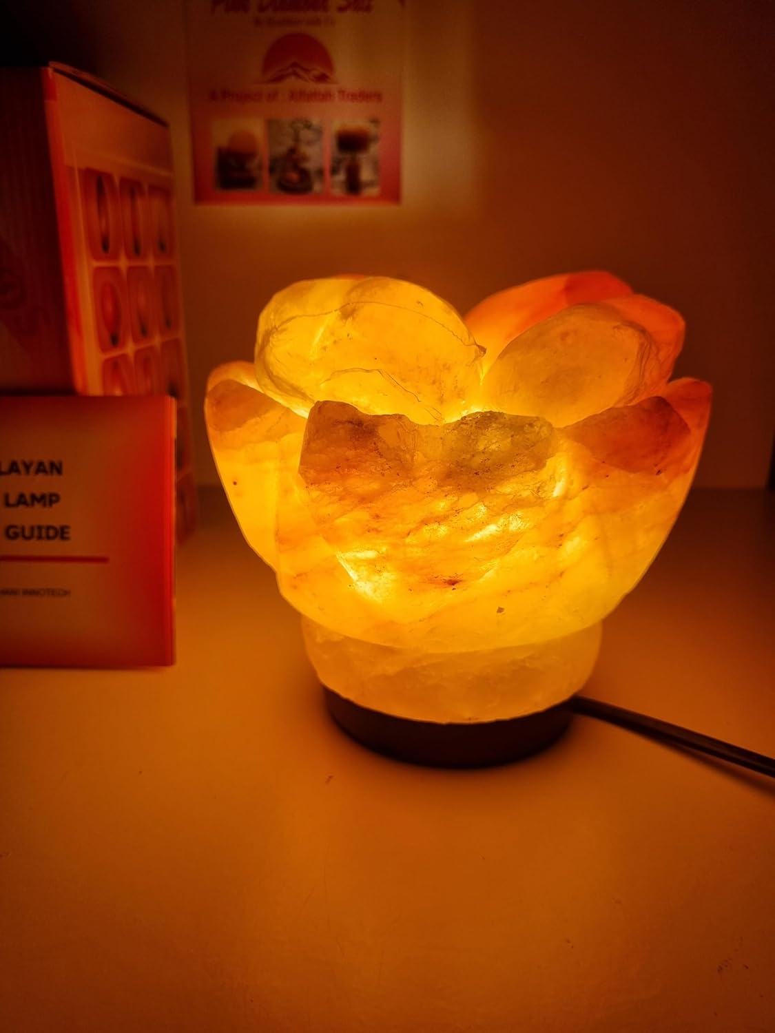 2-3 KG Himalayan Premium Heart Stylefire Bowl with Big Heart Chunks Salt Lamp 100% Authentic, Beautifully Hand Crafted Fire Bowl with Big Heart Chunks Comes with Complete Electric Fitting image number 5