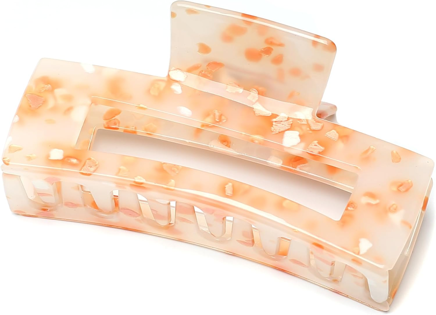 Qingoo Large Rectangular Claw Hair Clip Beautiful Women'S Hair Accessories Elegant Hair Accessory 1 Piece (10 Cm X 5.5 Cm, Orange)