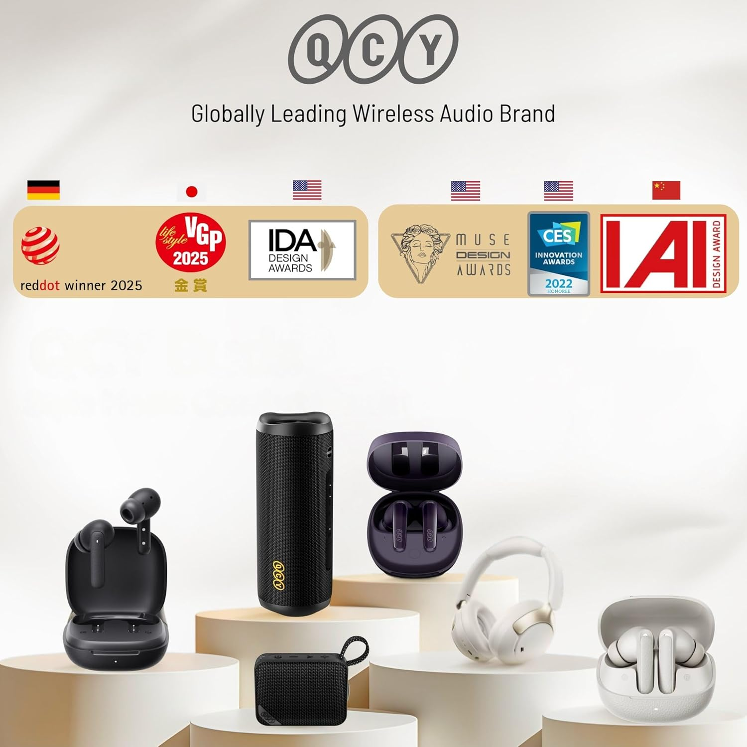 QCY Buds Bluetooth Headphones - Elegant Design - Ipx4-35 Hours Ultra Long Battery Life - Low Latency 0.06S -AI image number 1
