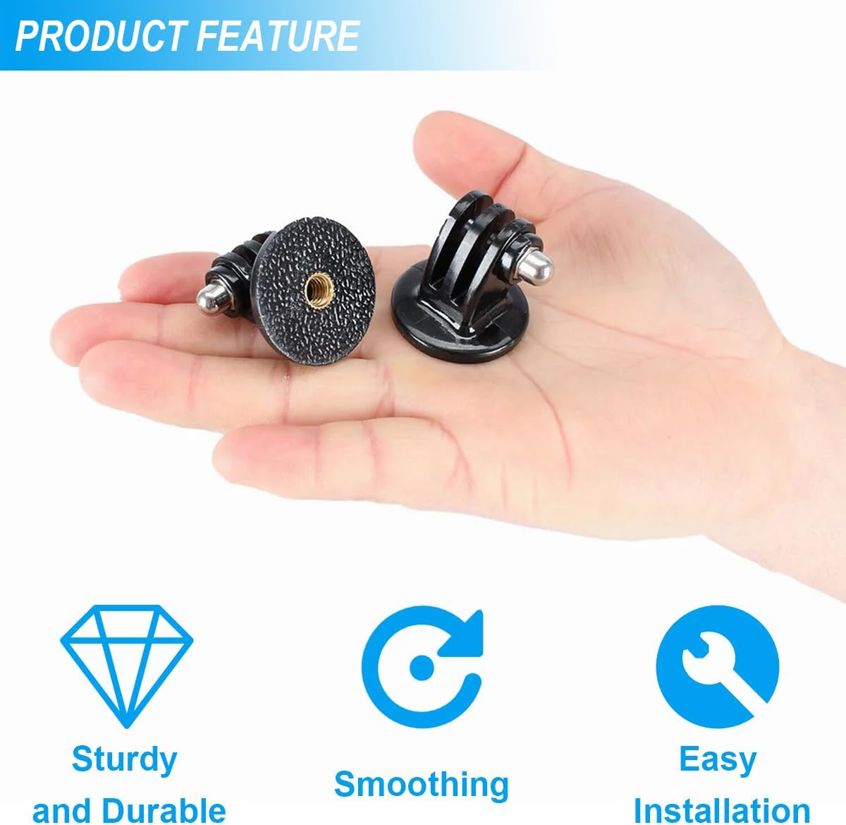 ZHUROUPU for Gopro Tripod Mount Adapter 1/4 Inch, Camera Mount Adapter Replacement Compatible with for Gopro Hero 10/9/8/7/6/5, for DJI Osmo and Other 1/4 Action Cameras, Ball Adapter, Tools image number 2