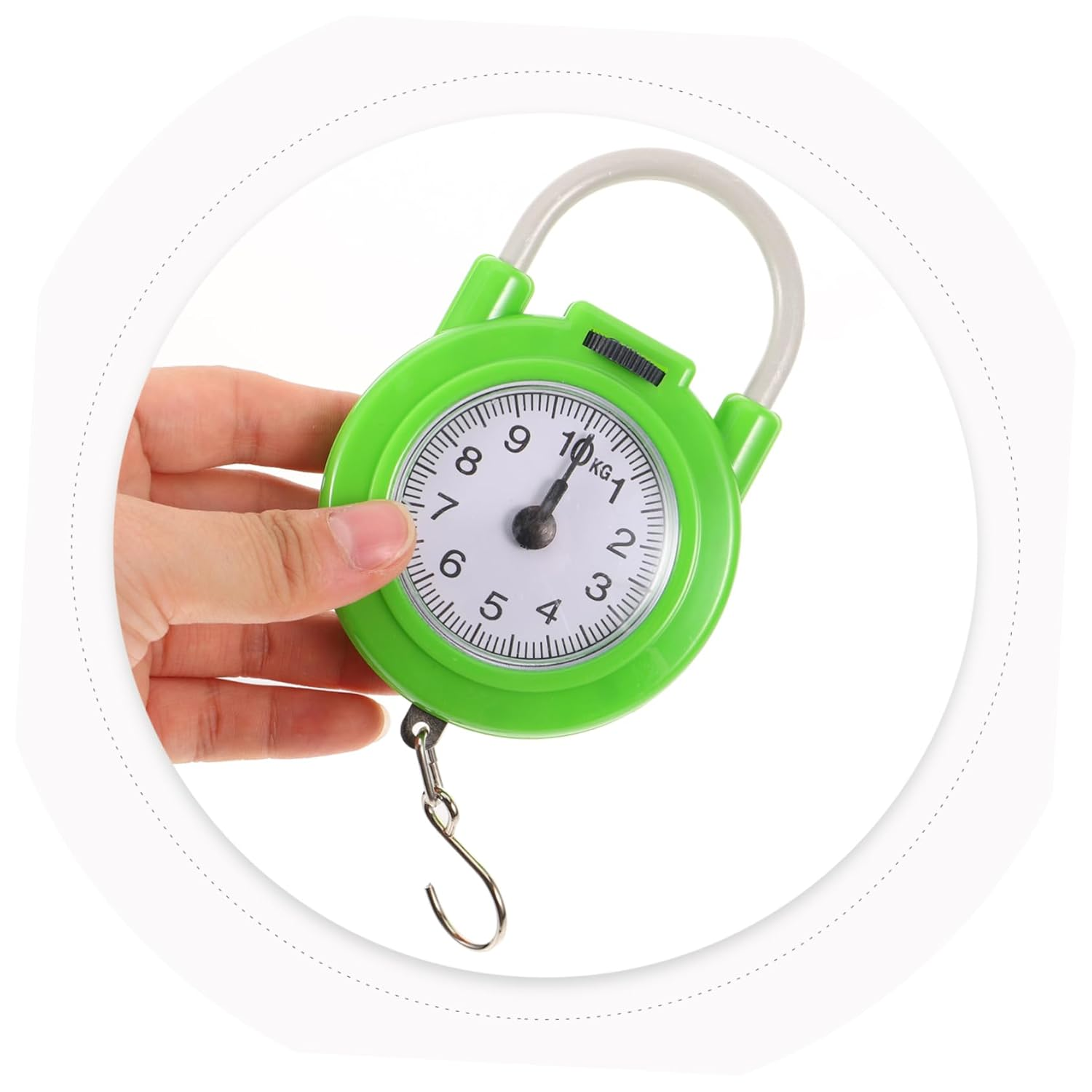 Luxshiny Portable Spring Scale Luggage Scale with Hook High Precision Small Manual Travel Suitcase for Household and Travel Use Fluorescent Green image number 5