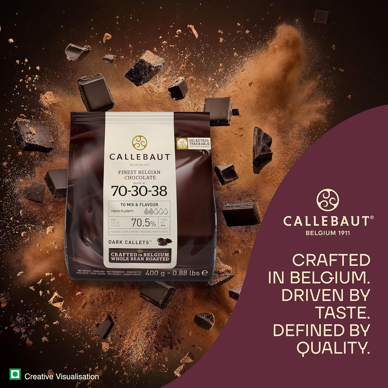 Callebaut Dark Chocolate Callets 70.5% 400G image number 6