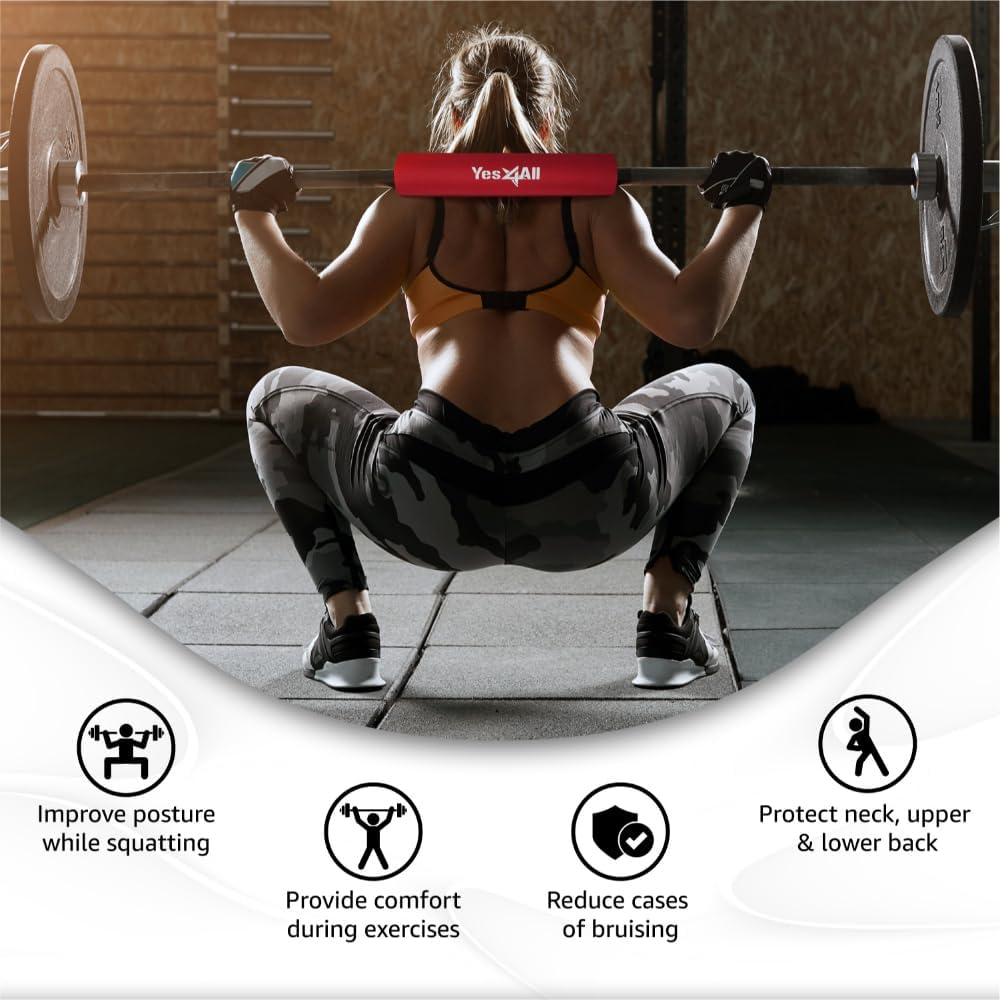 Yes4All Olympic Barbell Pad, Foam Squat Pad for Neck & Shoulder Support, Hip Thrust & Weight Lifting Cushion image number 1