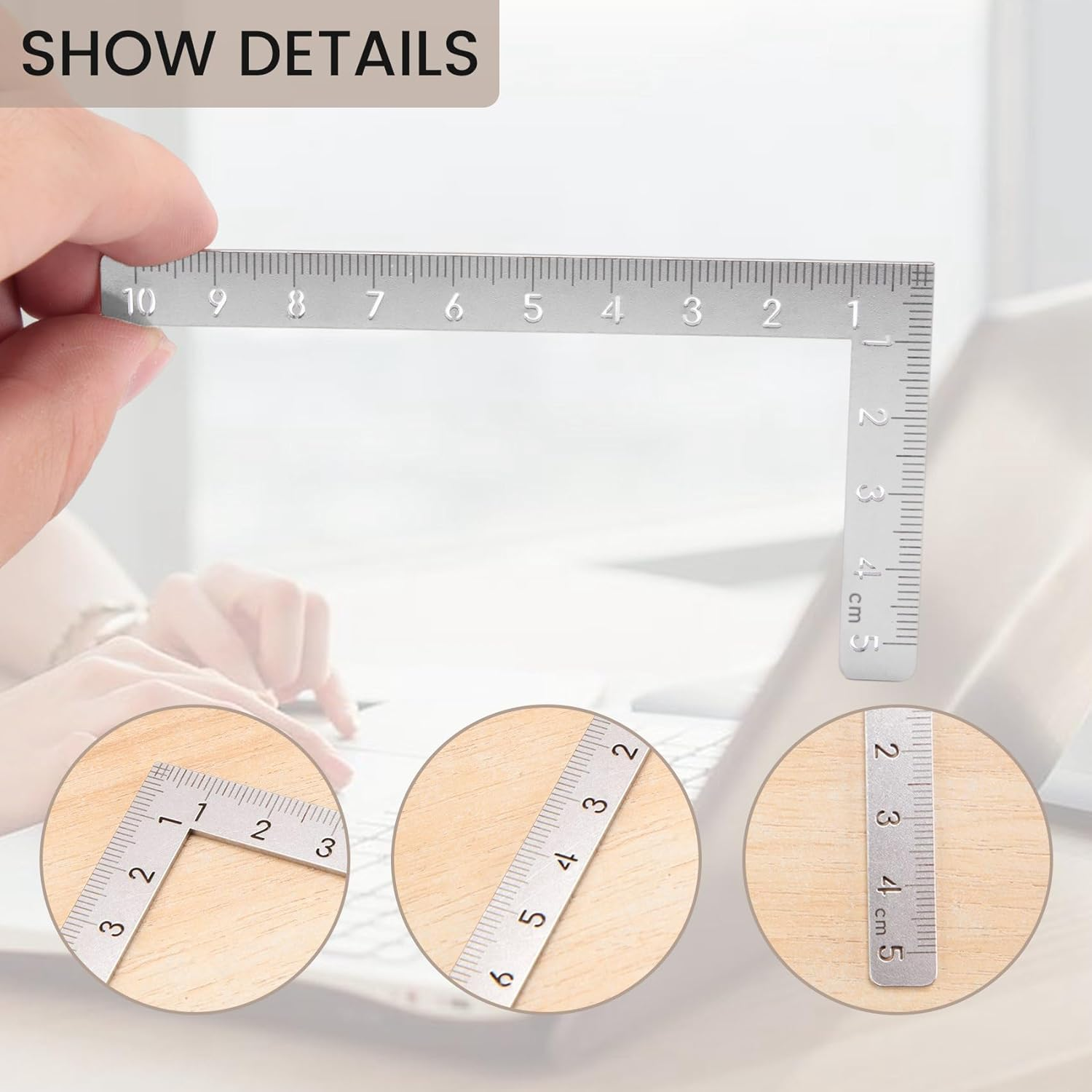 Veumoie Mini Square 10X5Cm 90 Degree Stainless Steel Angle Ruler Small Turning Ruler Woodworking image number 1