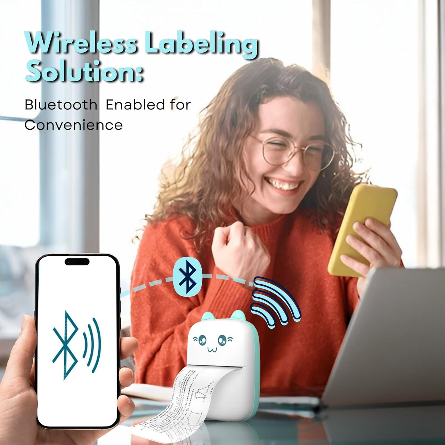 Mini Label Maker - Portable Bluetooth Label Printer with Tape - Compact & Rechargeable for Home, Office, and Organization - Easy-To-Use Smart Label Maker for Storage and Crafting image number 3