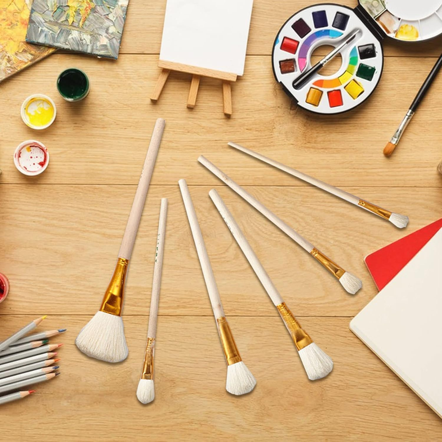 10Pcs Gilding Brush Pen Set, Gold Leaf Sweeper Paint Brush Goat Hair Brush Pen Gold Paint Brush for Gold Foil Gold Leaf Sheets Gold Flakes Art Crafts Supplies