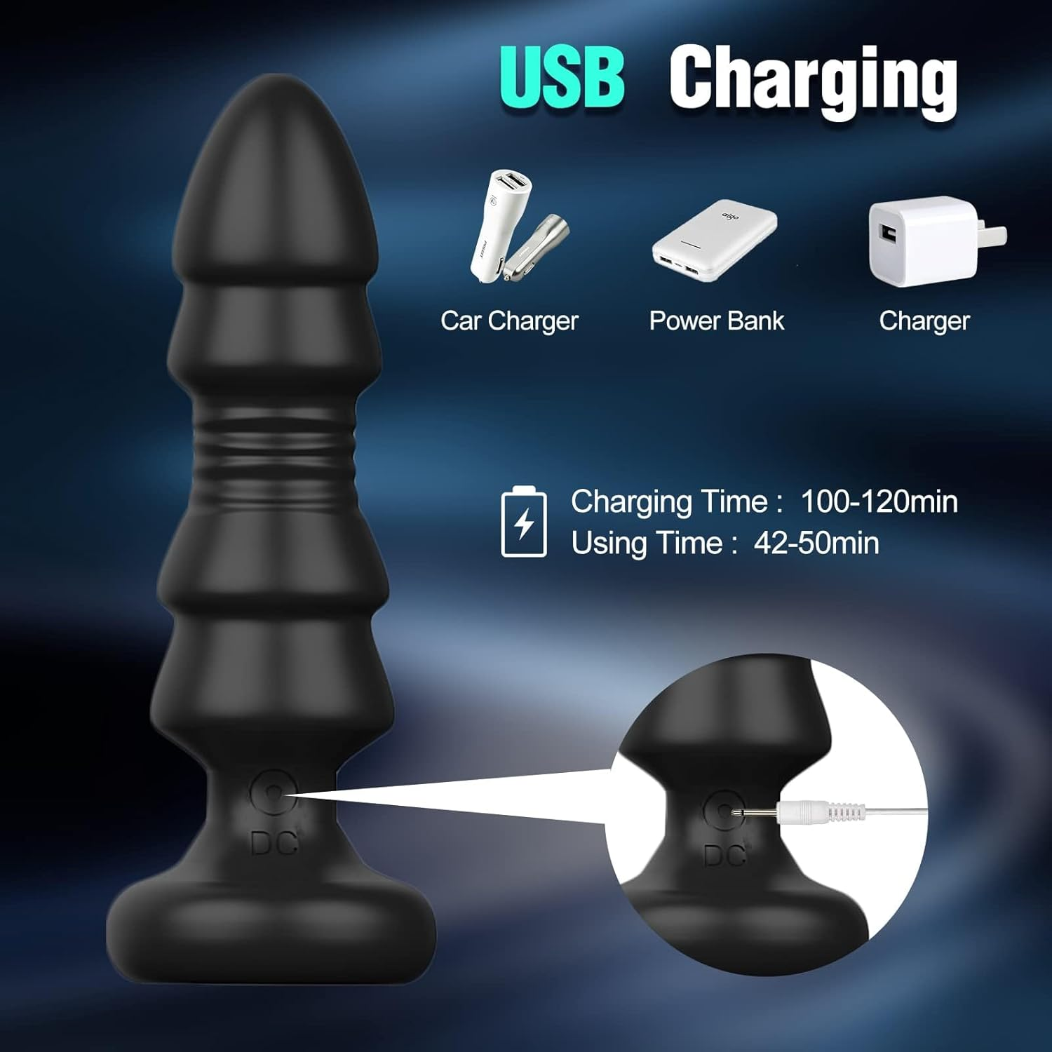 2 in 1 Thrusting Male Vibrator Sex Toy, Remote Control Vibrating Adult Anal Sex Toys Butt Plug, Anal Beads with 5 Vibrating & Thrusting Dildo Prostate Massager for Men Women and Couples image number 3